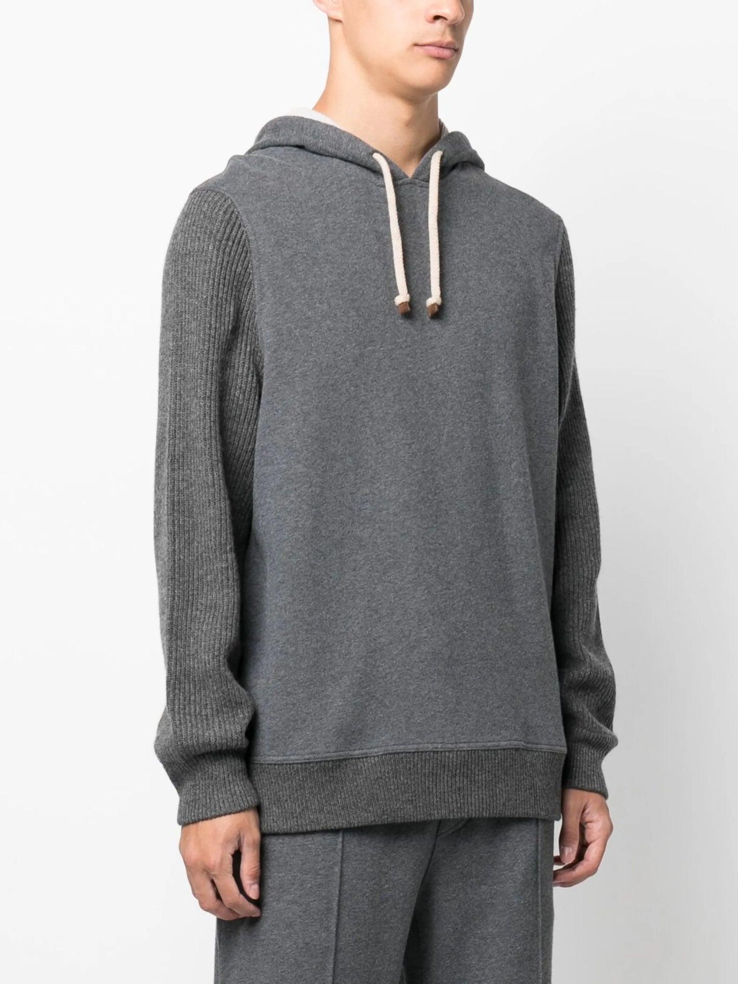 panelled knitted hoodie