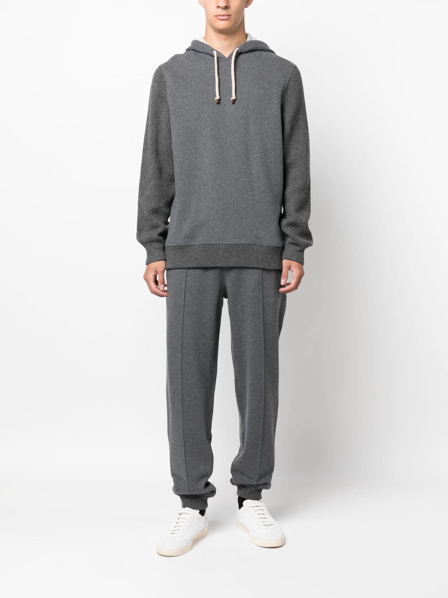 panelled knitted hoodie
