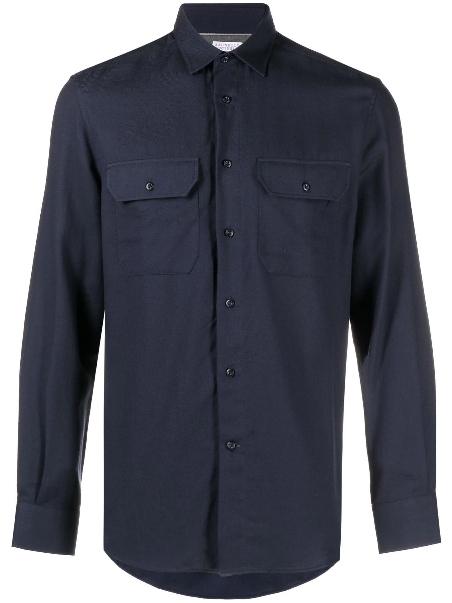 long-sleeve cotton-blend shirt