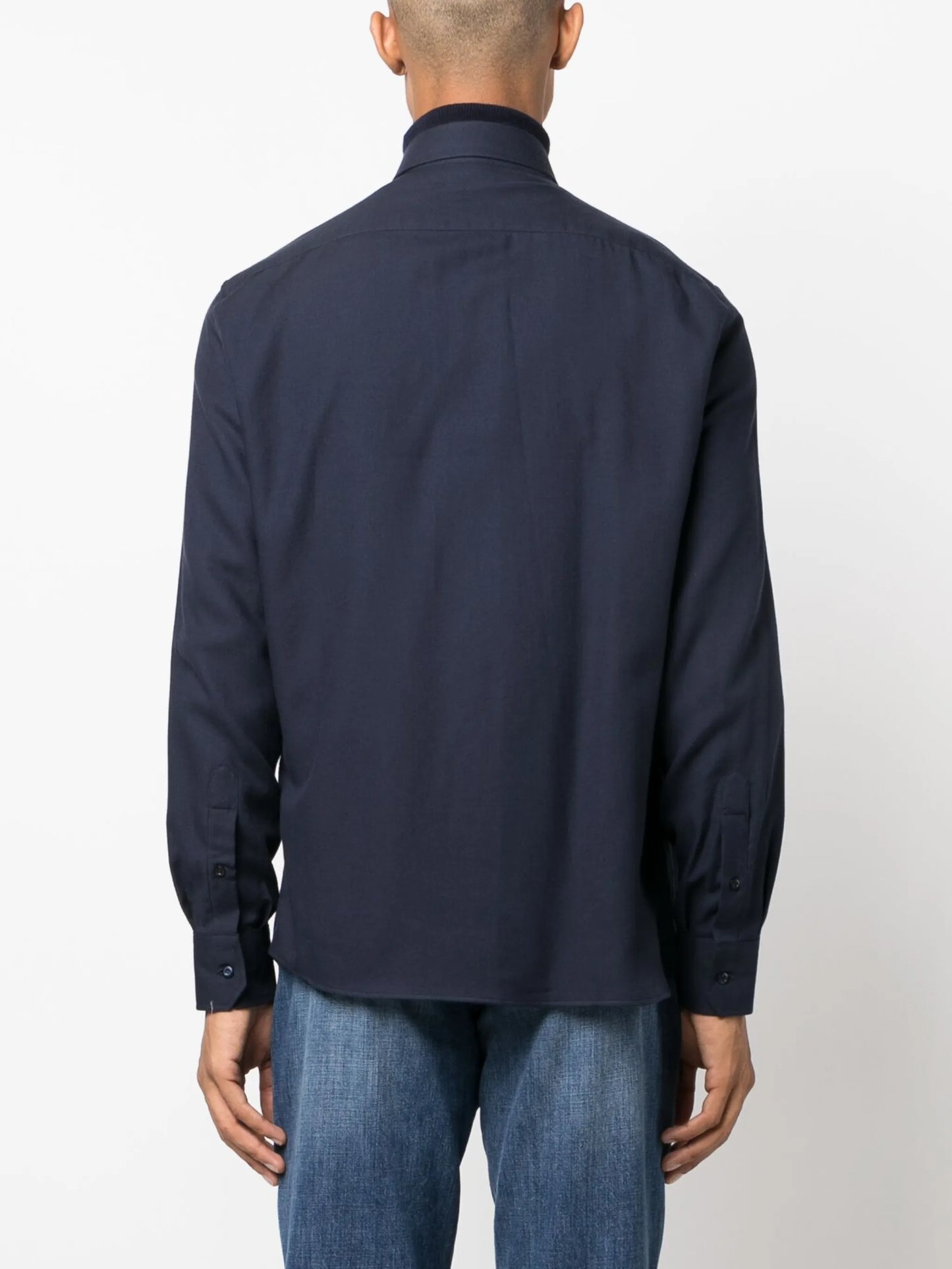 long-sleeve cotton-blend shirt
