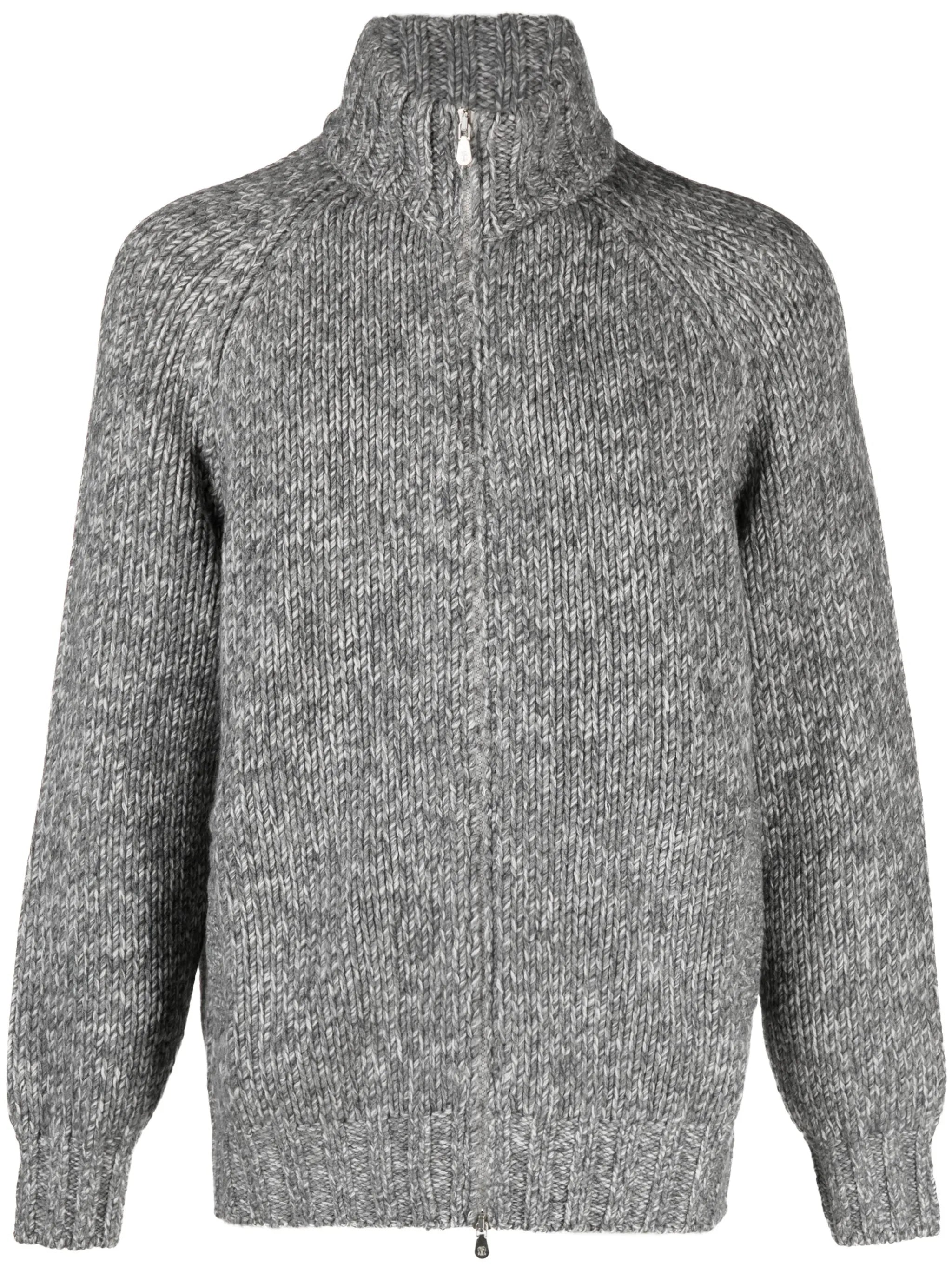 raglan-sleeves zip-up cardigan