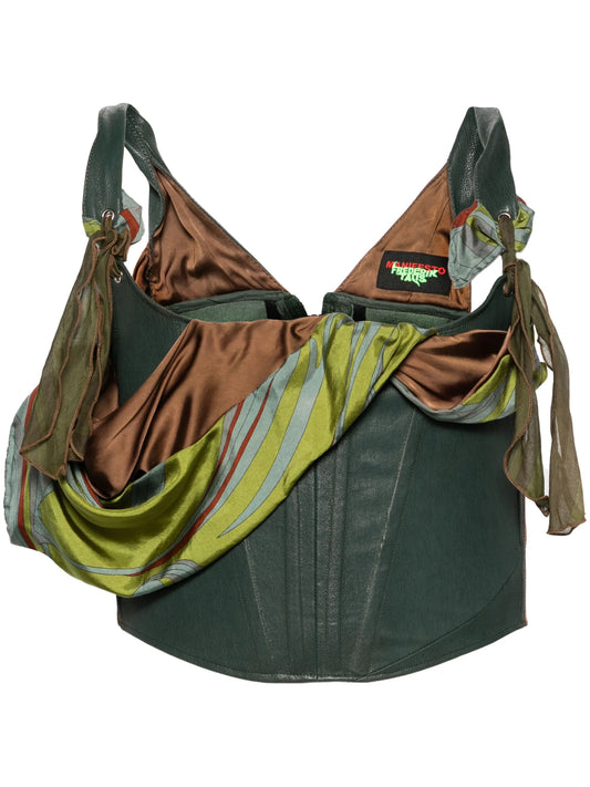 attached-scarf corset top