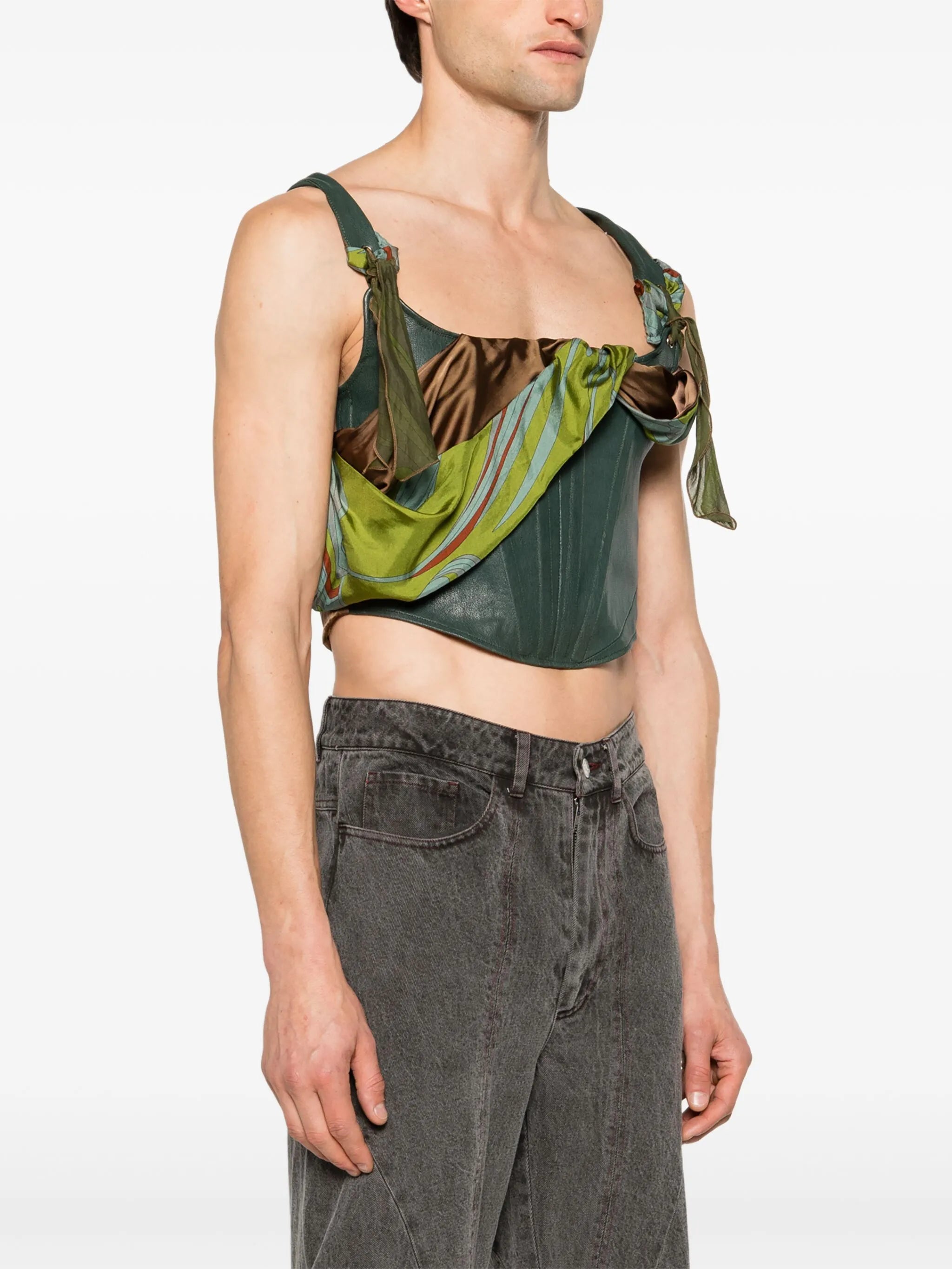 attached-scarf corset top