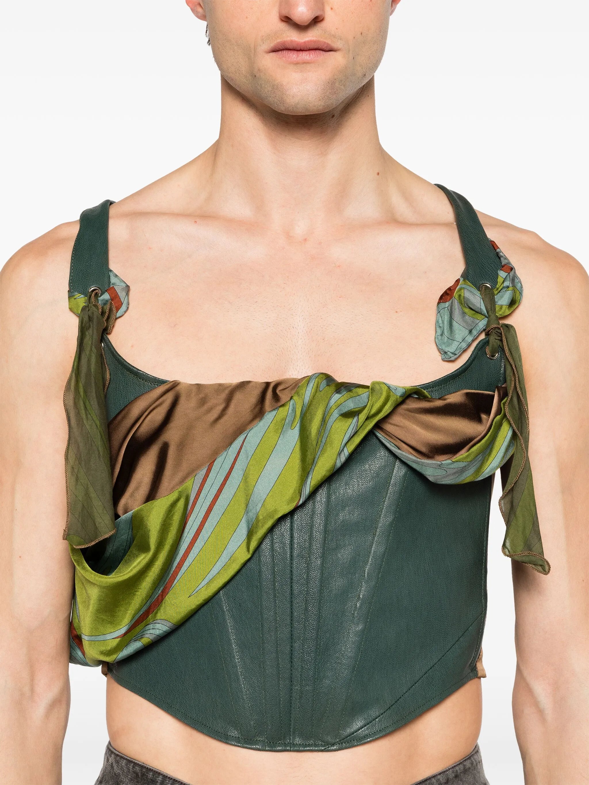 attached-scarf corset top
