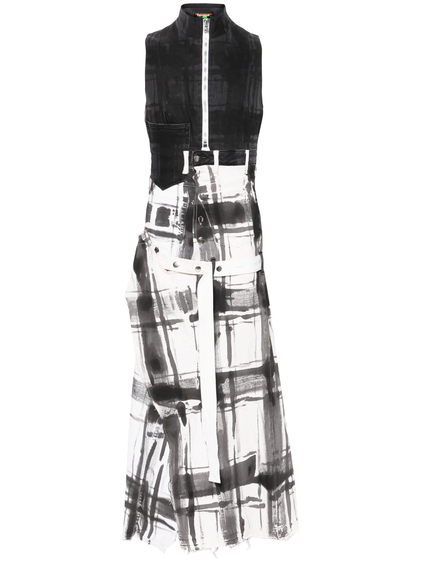 panelled denim maxi dress