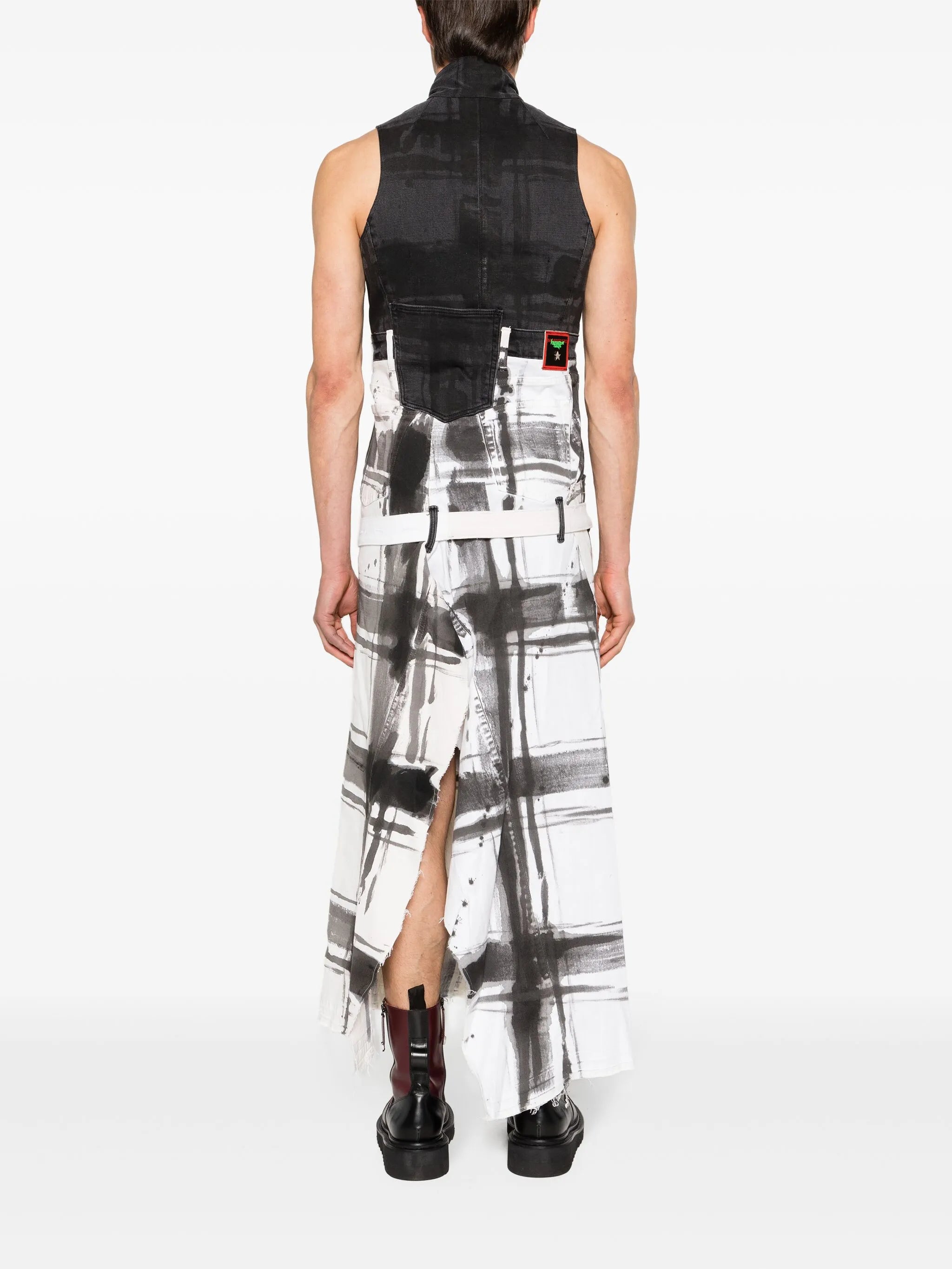 panelled denim maxi dress