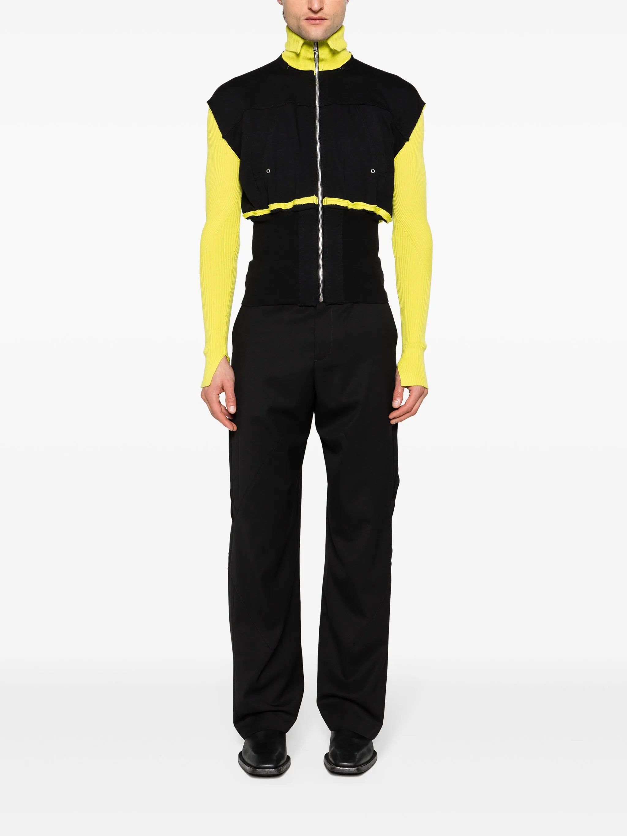 panelled zip-up sweatshirt