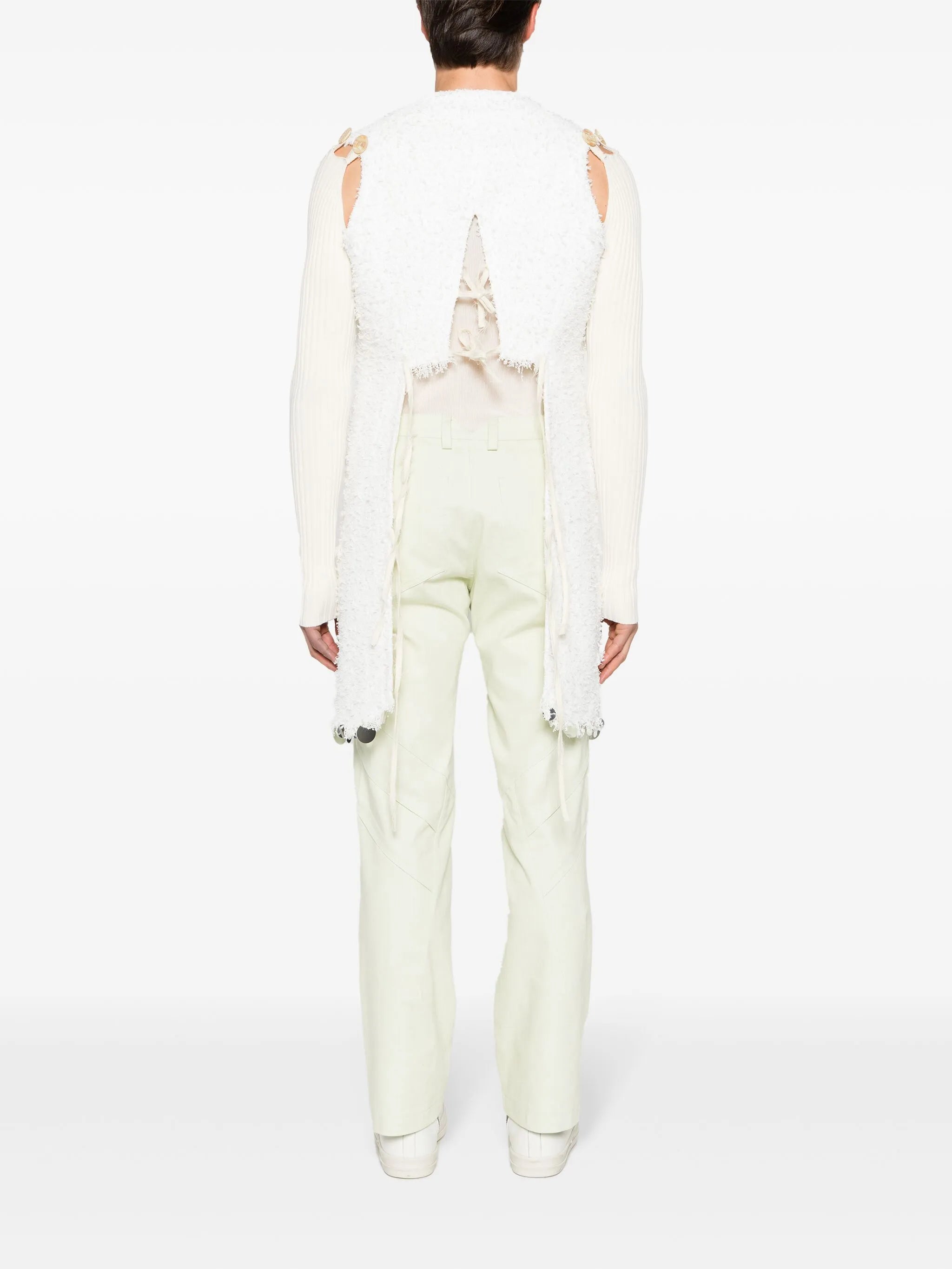 detachable-sleeves bouclé coat