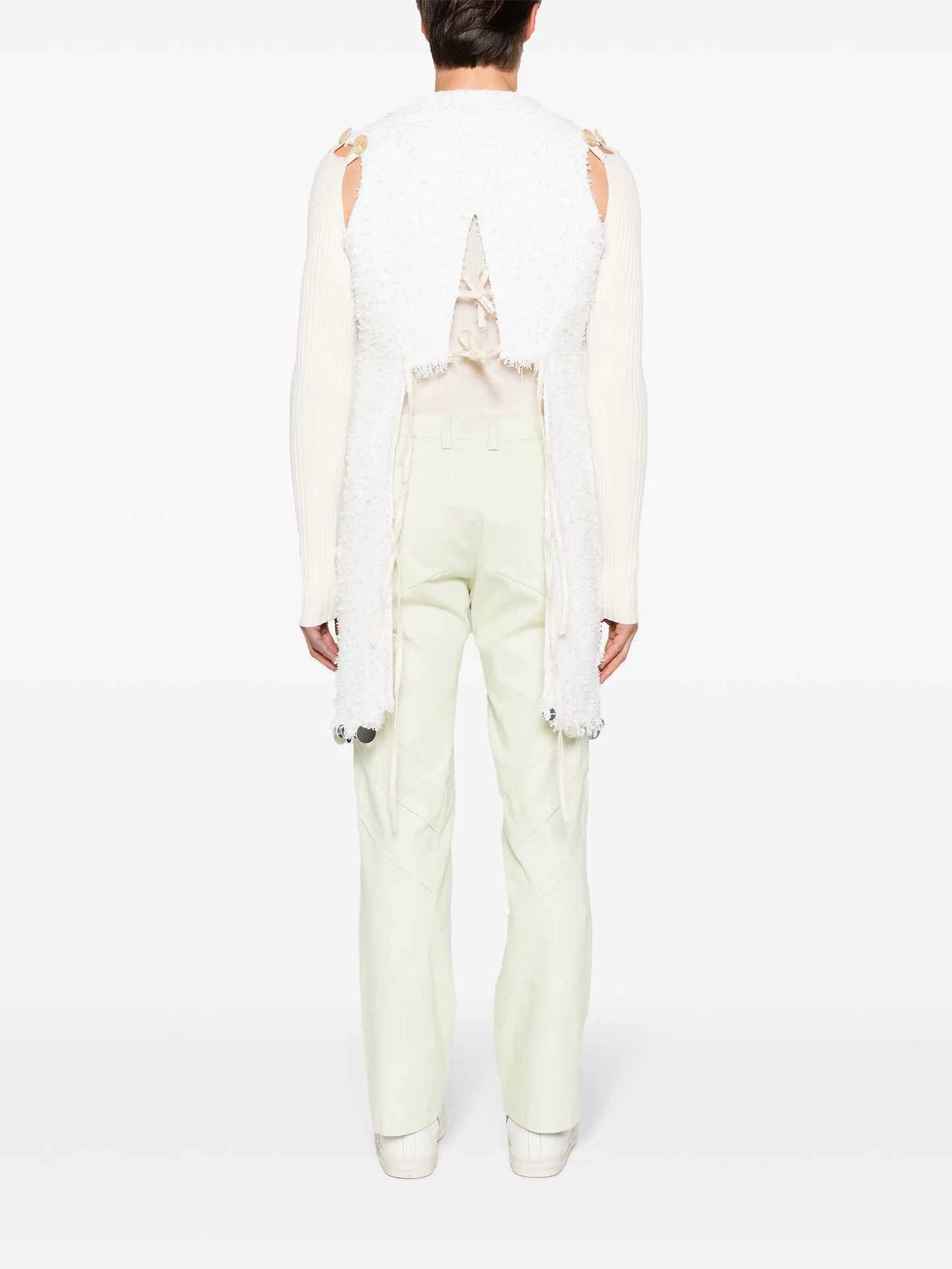 detachable-sleeves bouclé coat