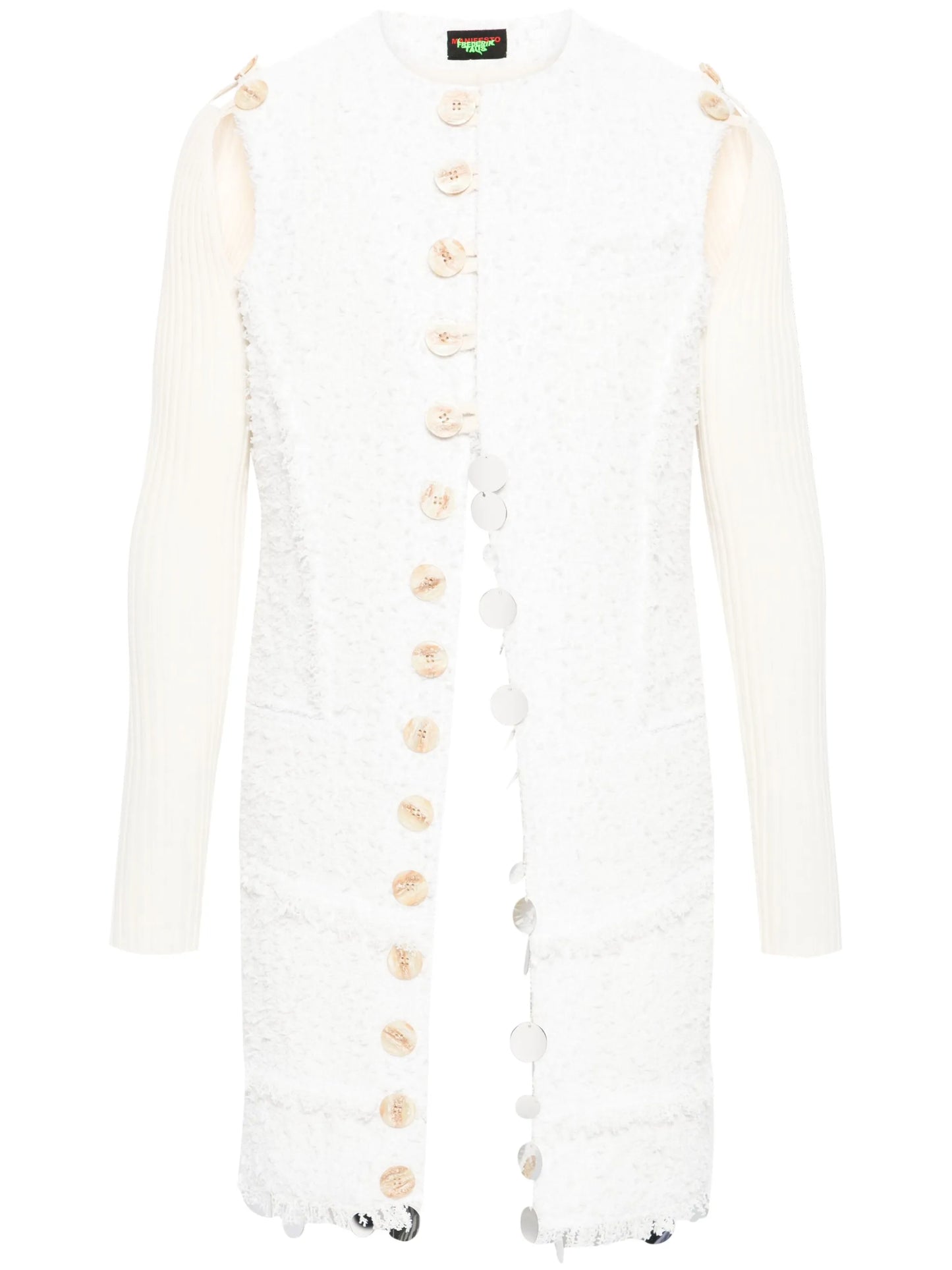 detachable-sleeves bouclé coat