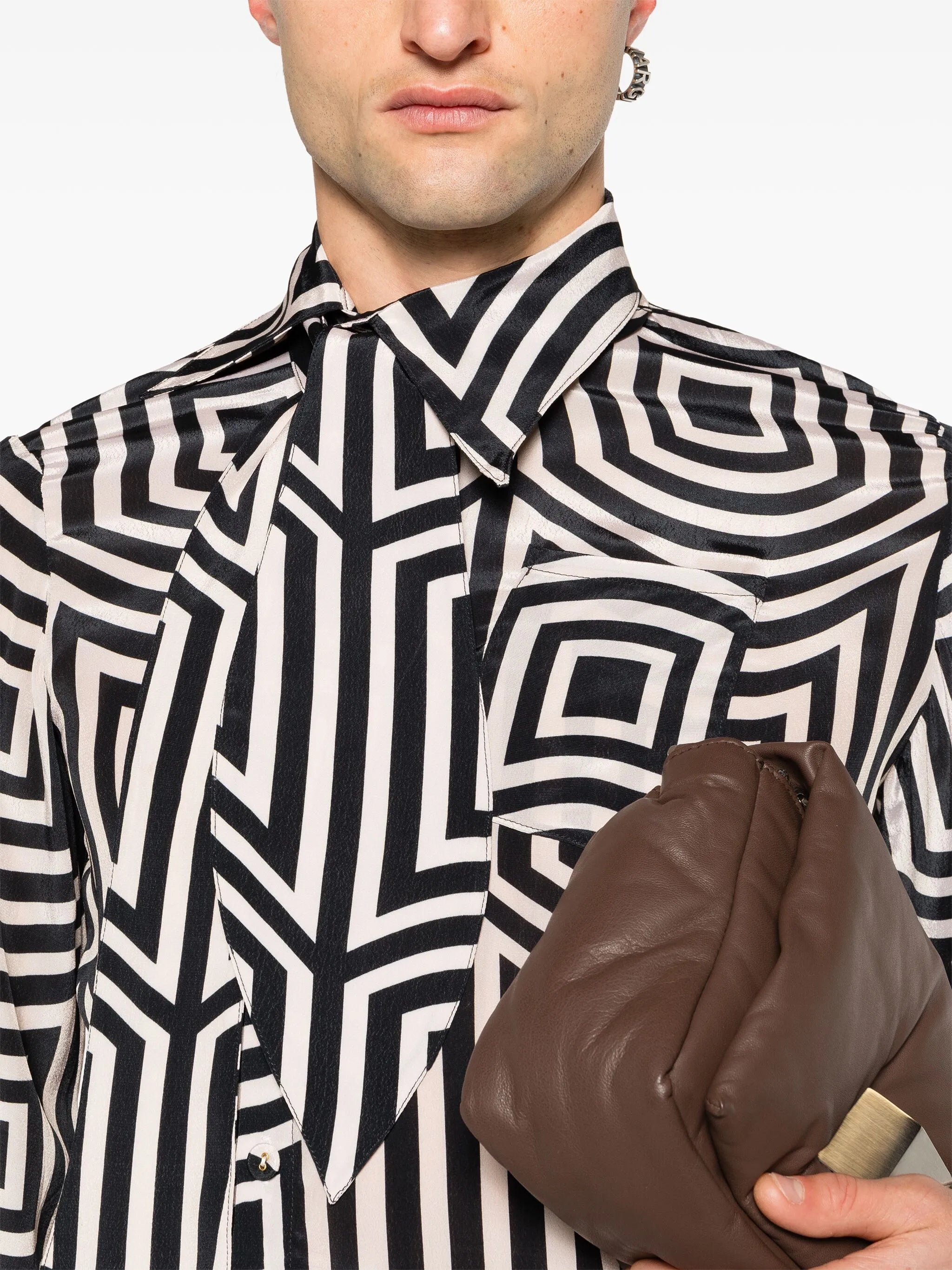 geometric-print asymmetric shirt