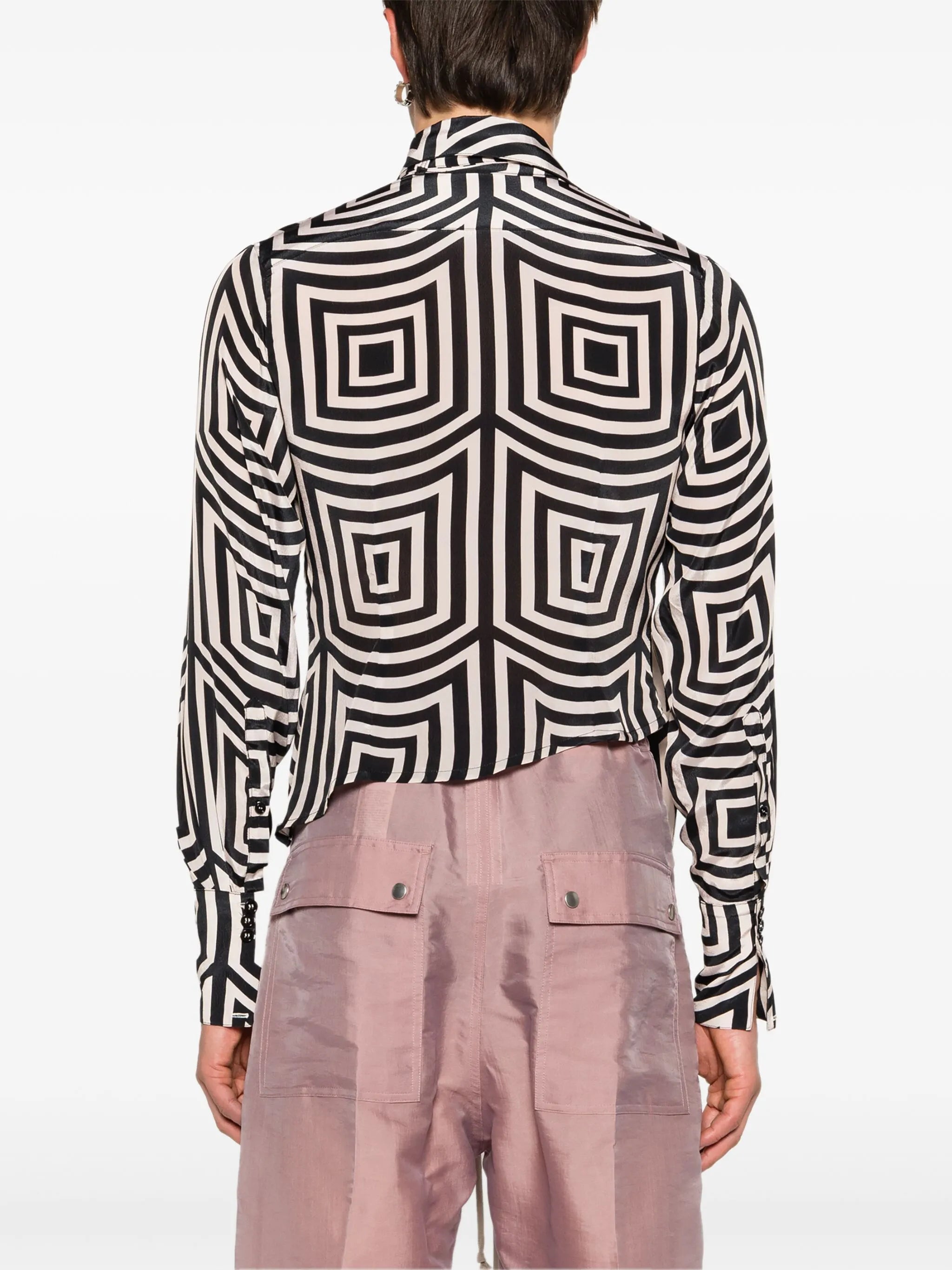 geometric-print asymmetric shirt