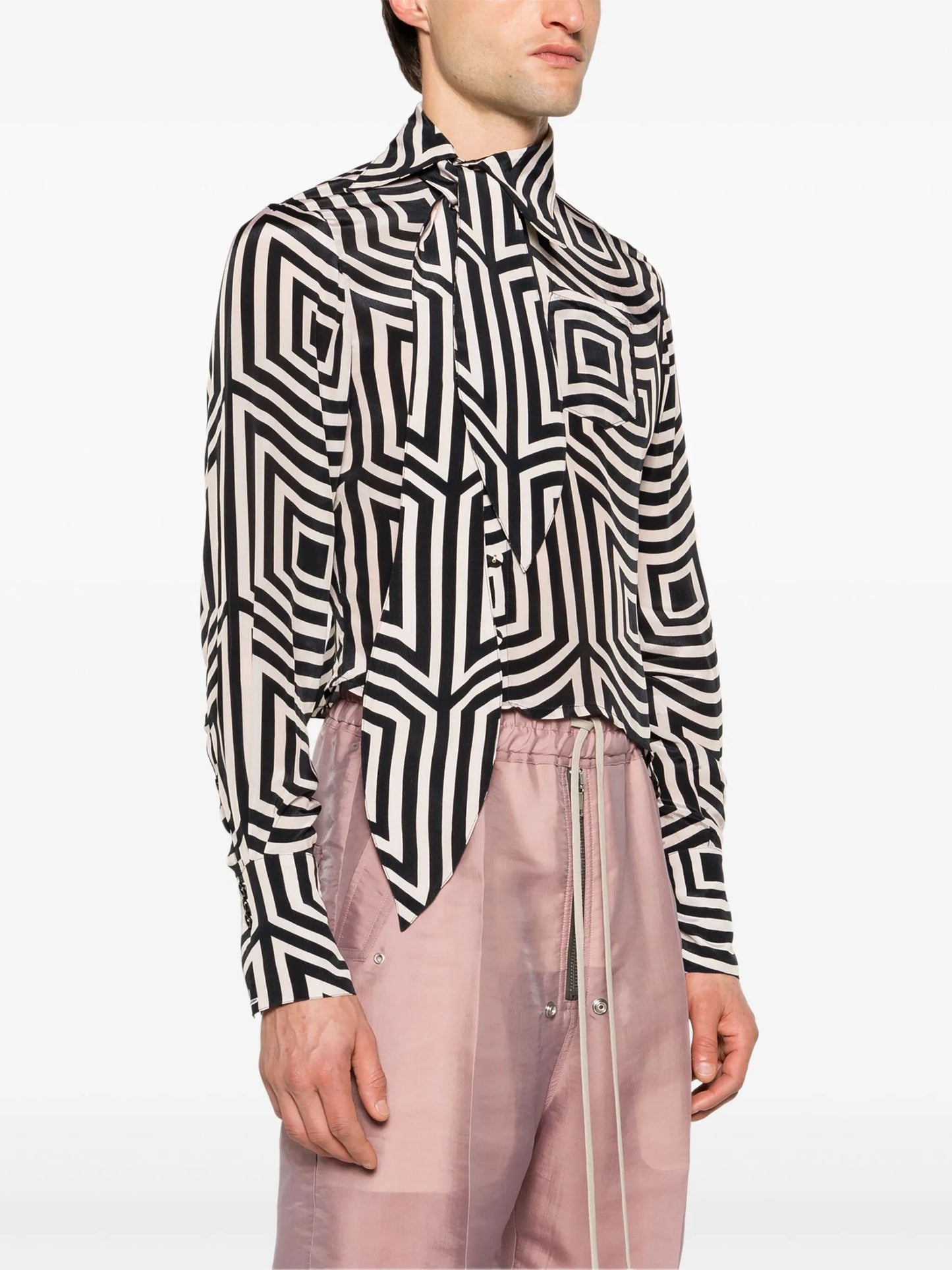 geometric-print asymmetric shirt