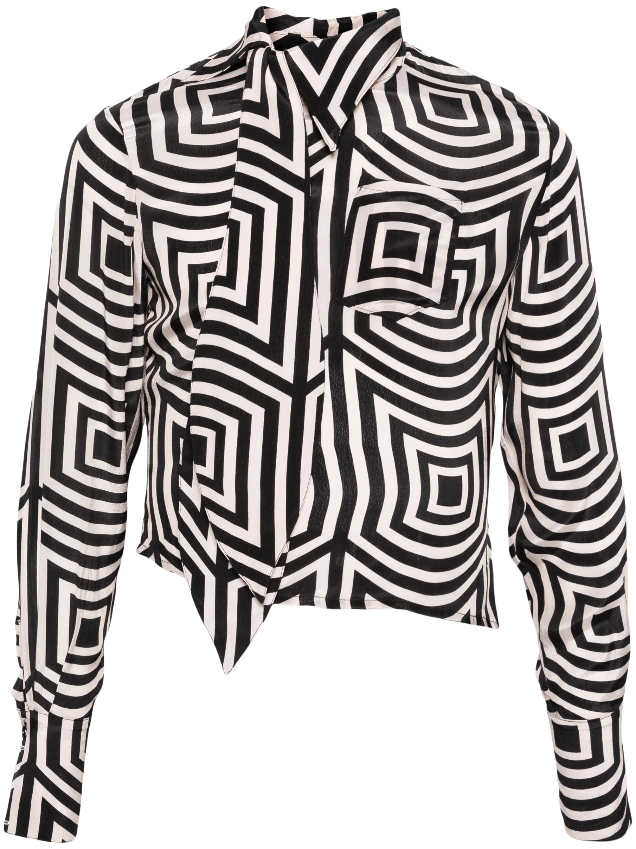 geometric-print asymmetric shirt