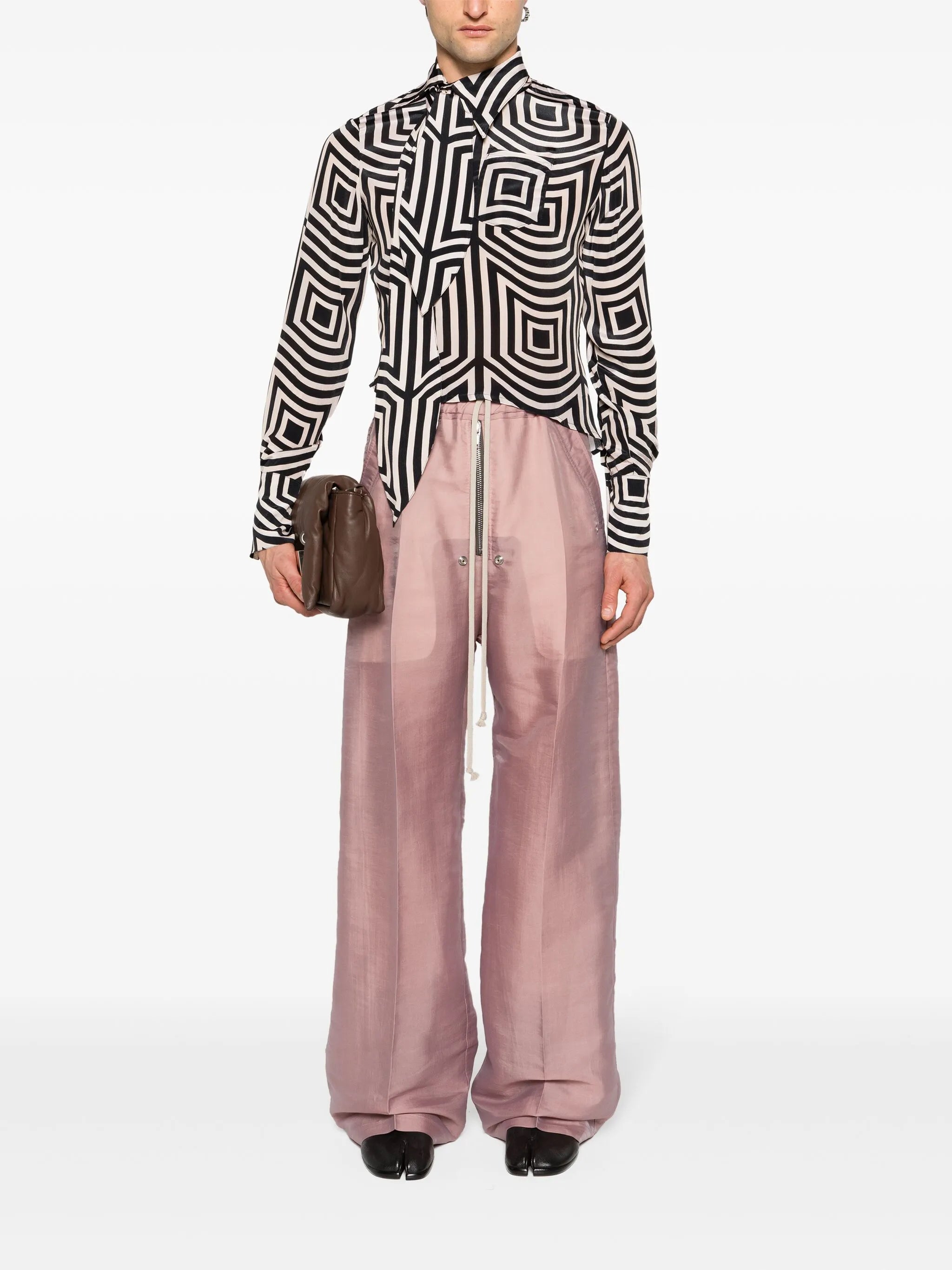 geometric-print asymmetric shirt