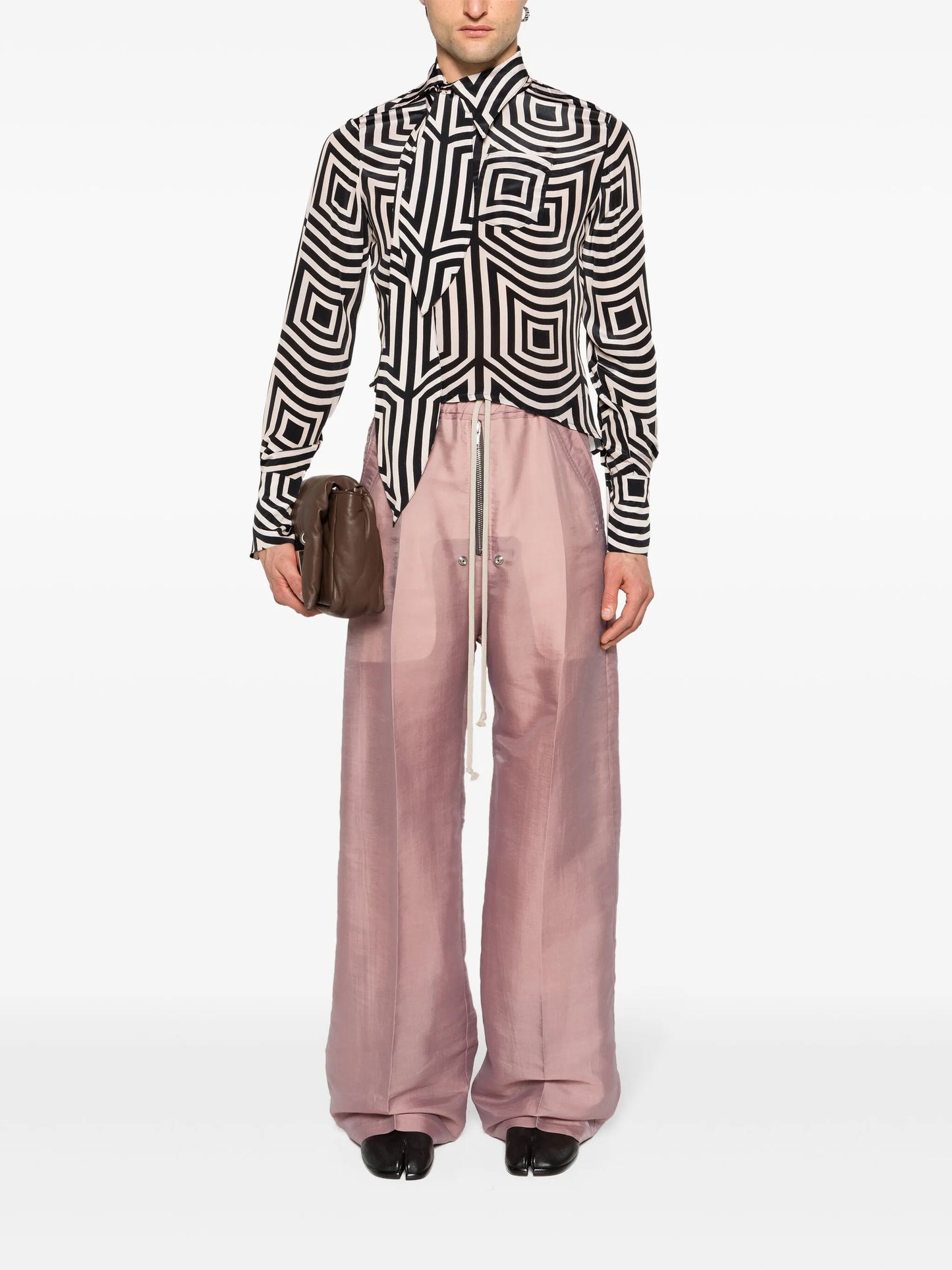 geometric-print asymmetric shirt