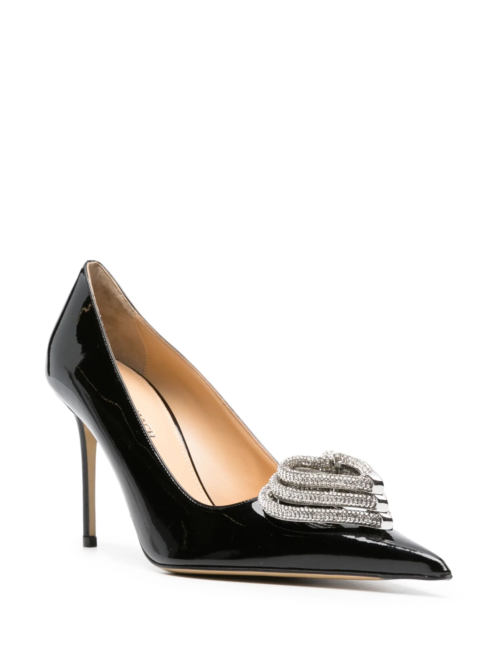 Triple Heart 100mm leather pumps