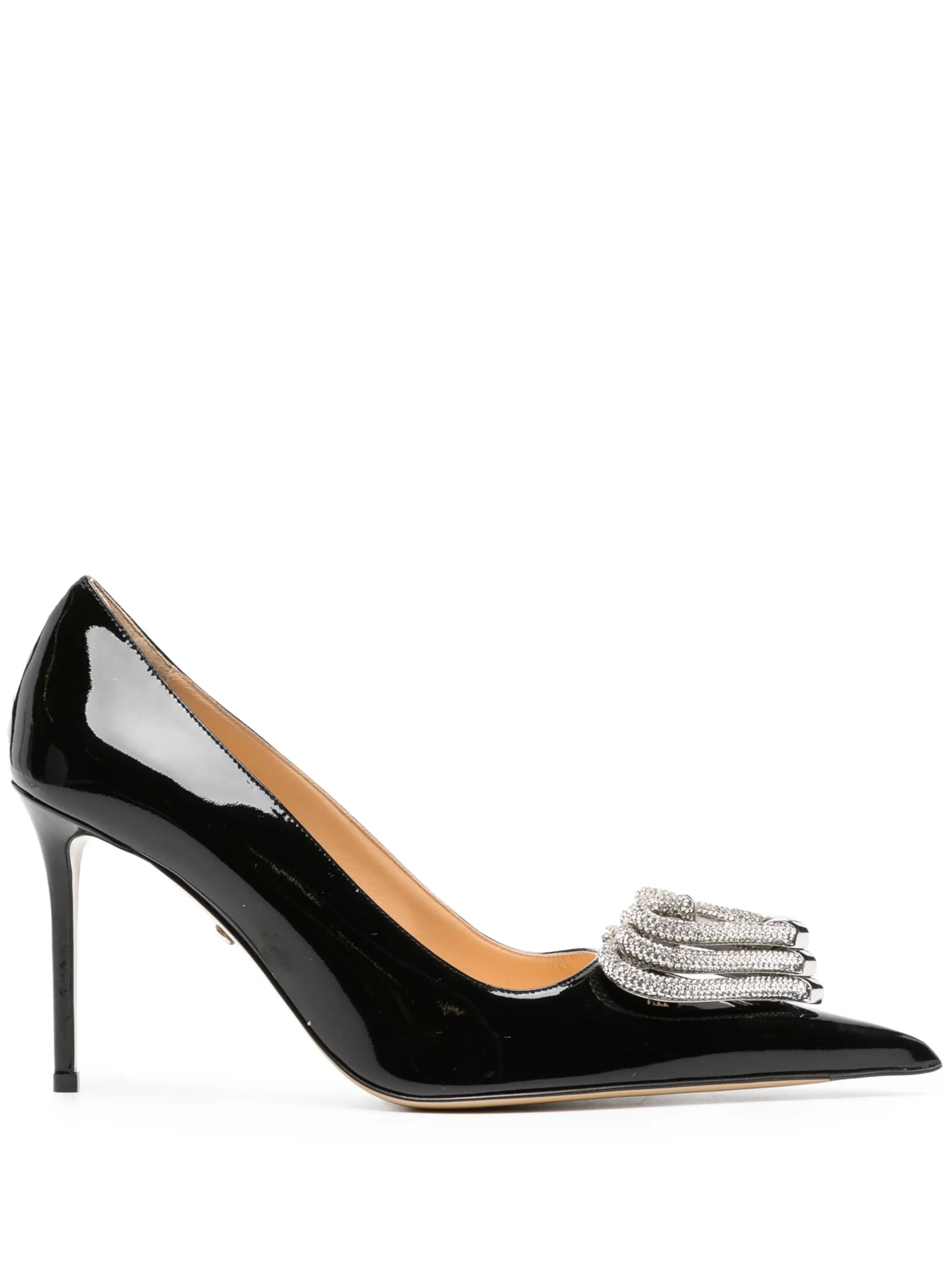 Triple Heart 100mm leather pumps