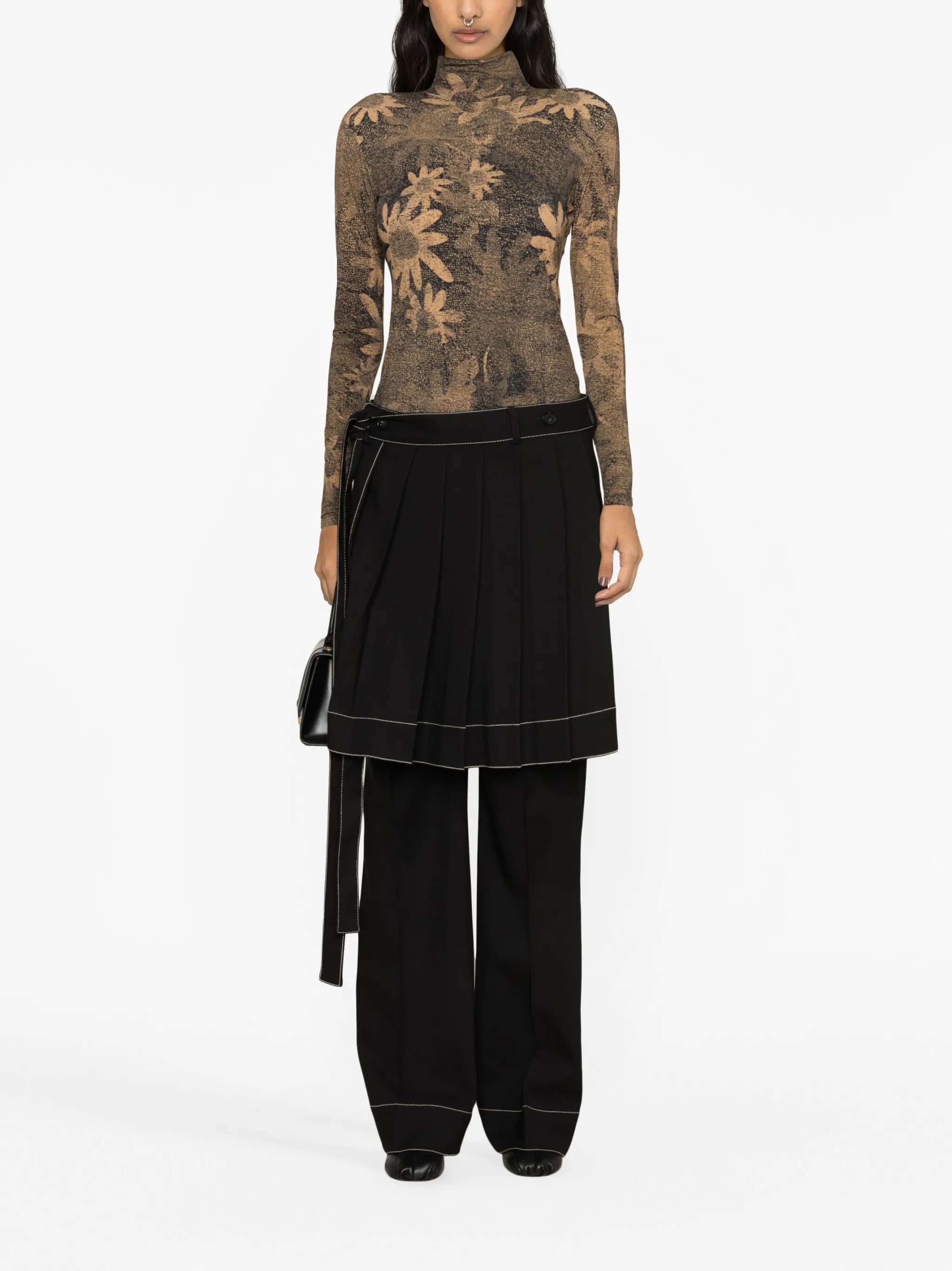 floral-print high-neck top