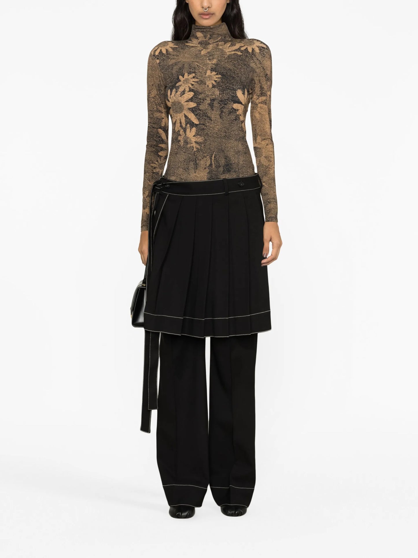 floral-print high-neck top