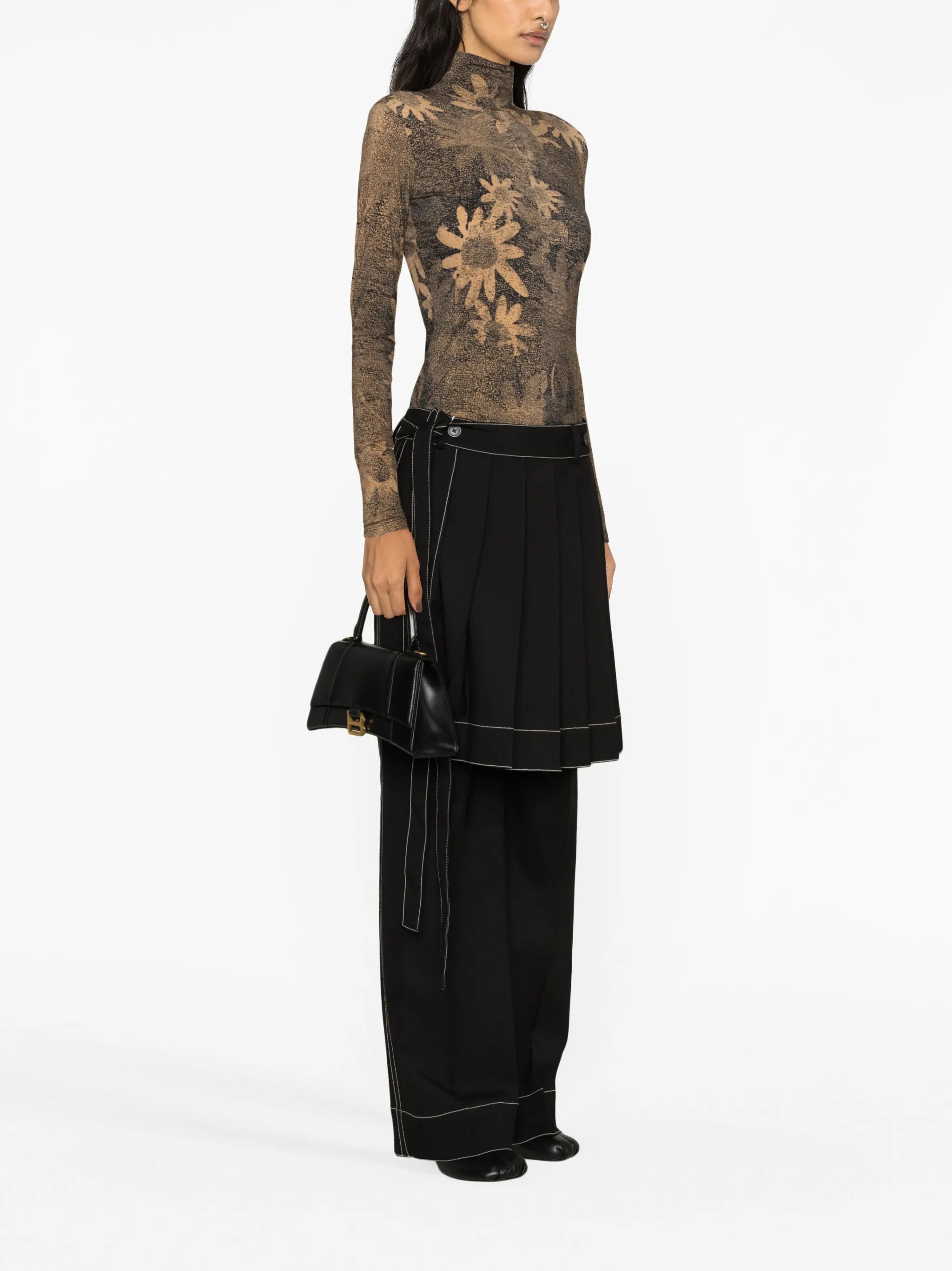 floral-print high-neck top