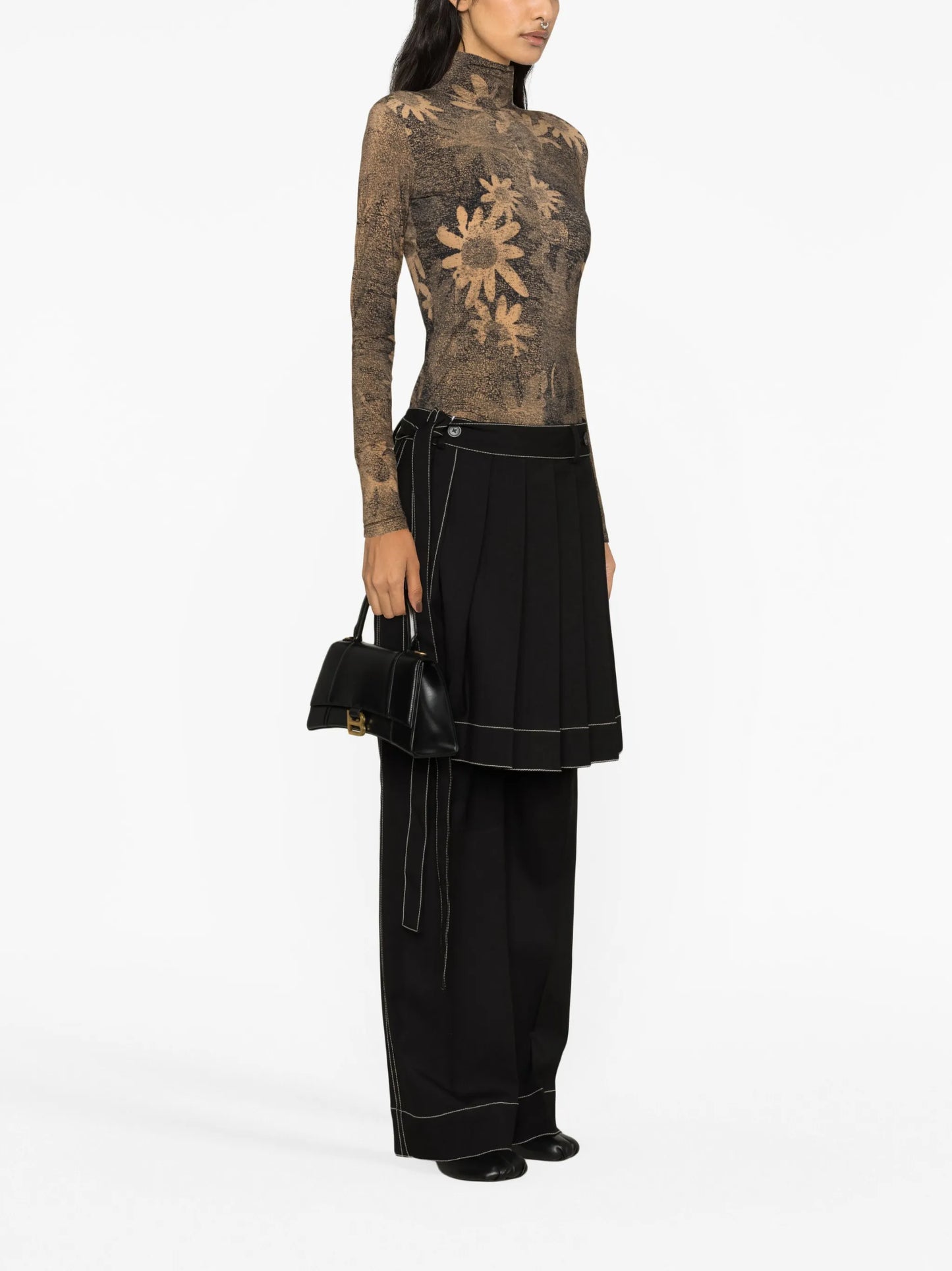 floral-print high-neck top