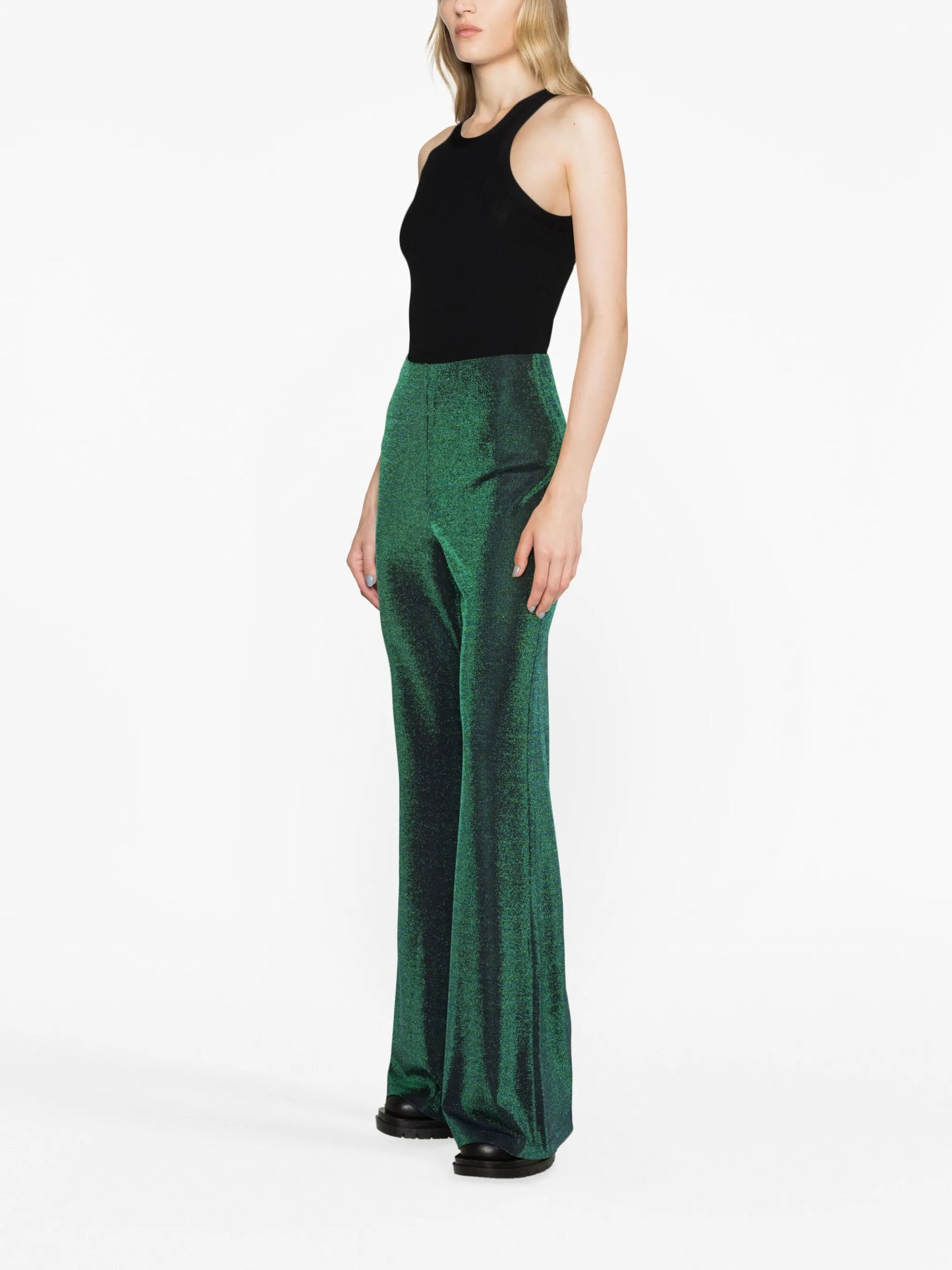 lurex flared trousers