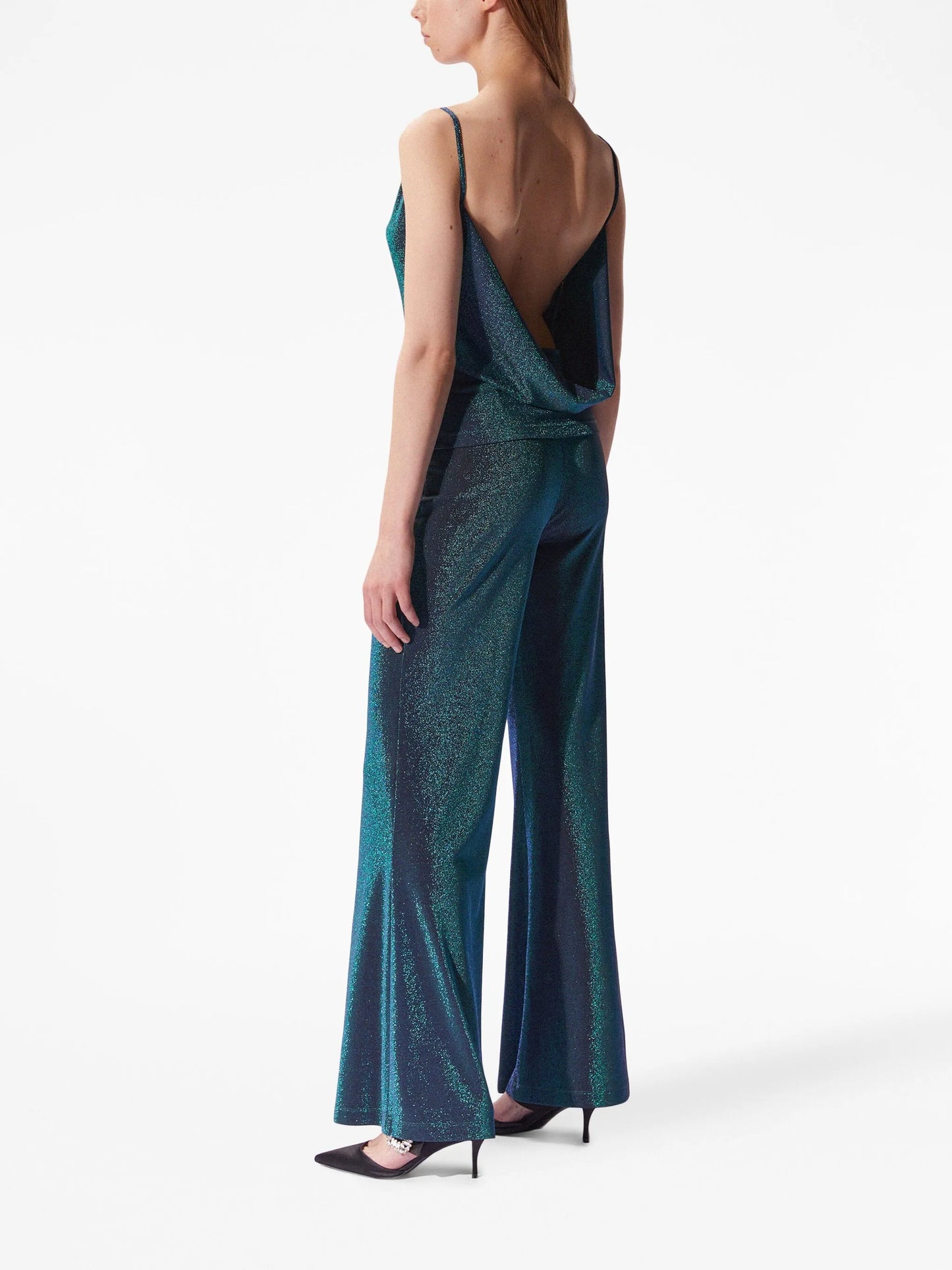 lurex flared trousers