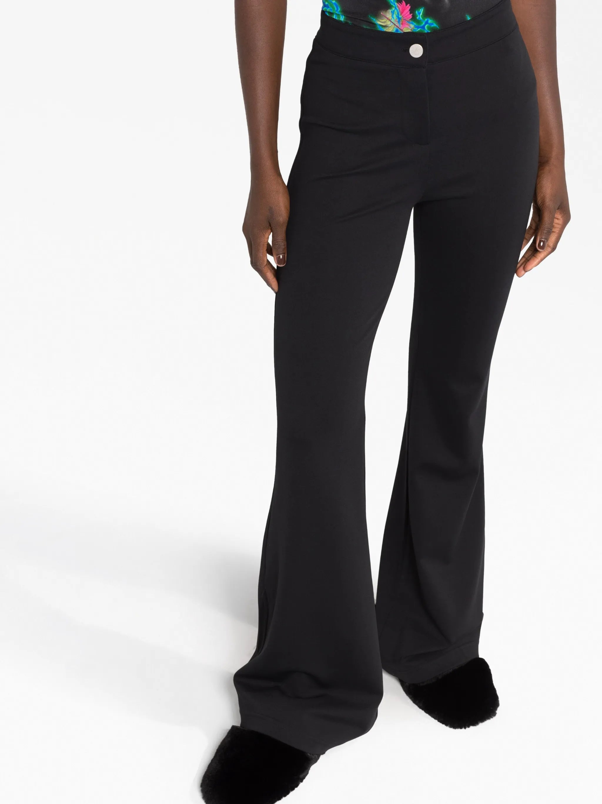 layered flared trousers