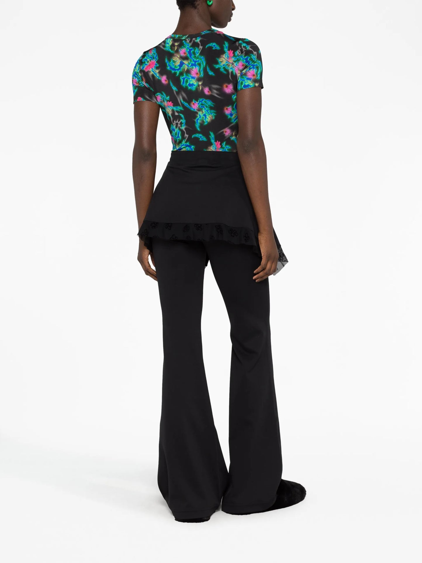 layered flared trousers