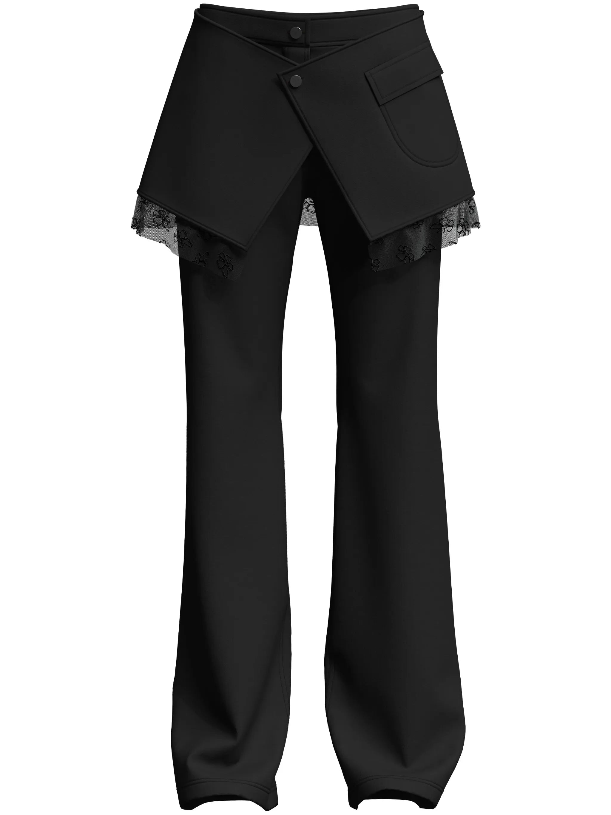 layered flared trousers