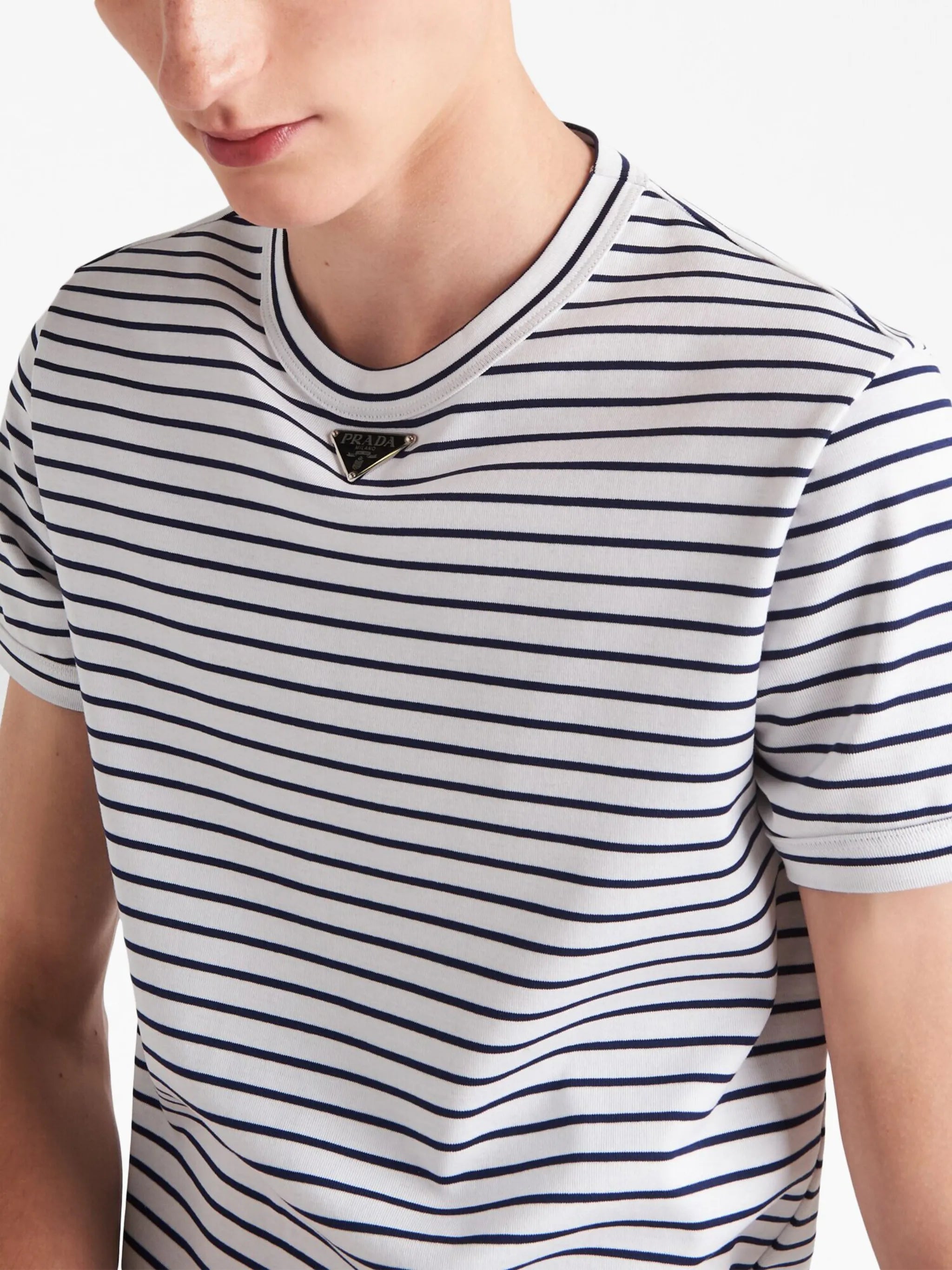 triangle-logo striped T-shirt