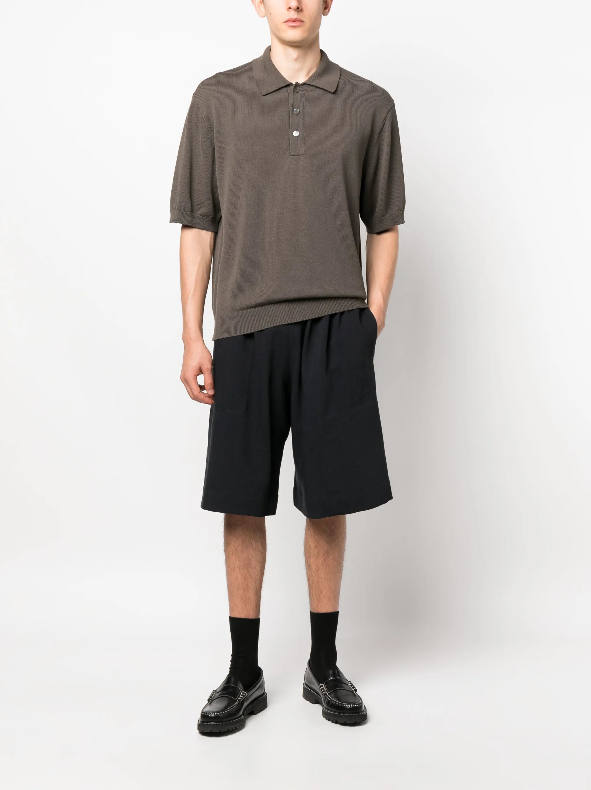 short-sleeve knitted polo shirt
