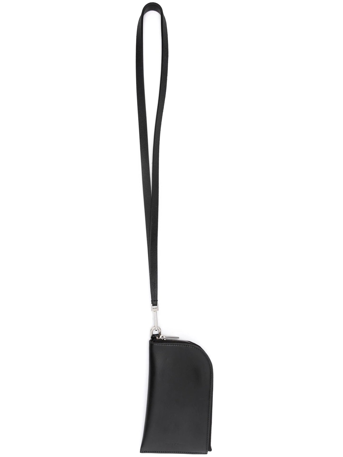 neck-strap leather card holder