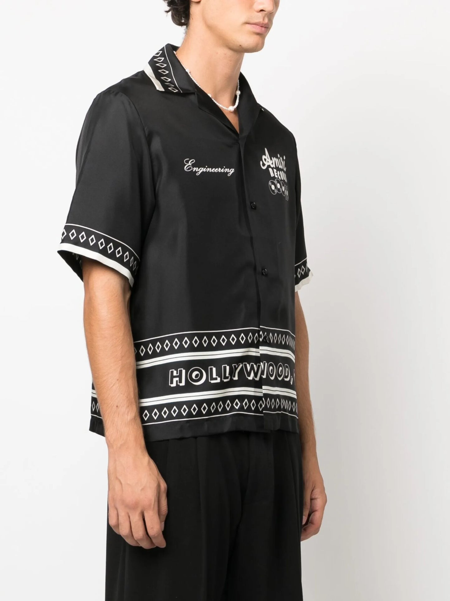 Records graphic-print silk shirt