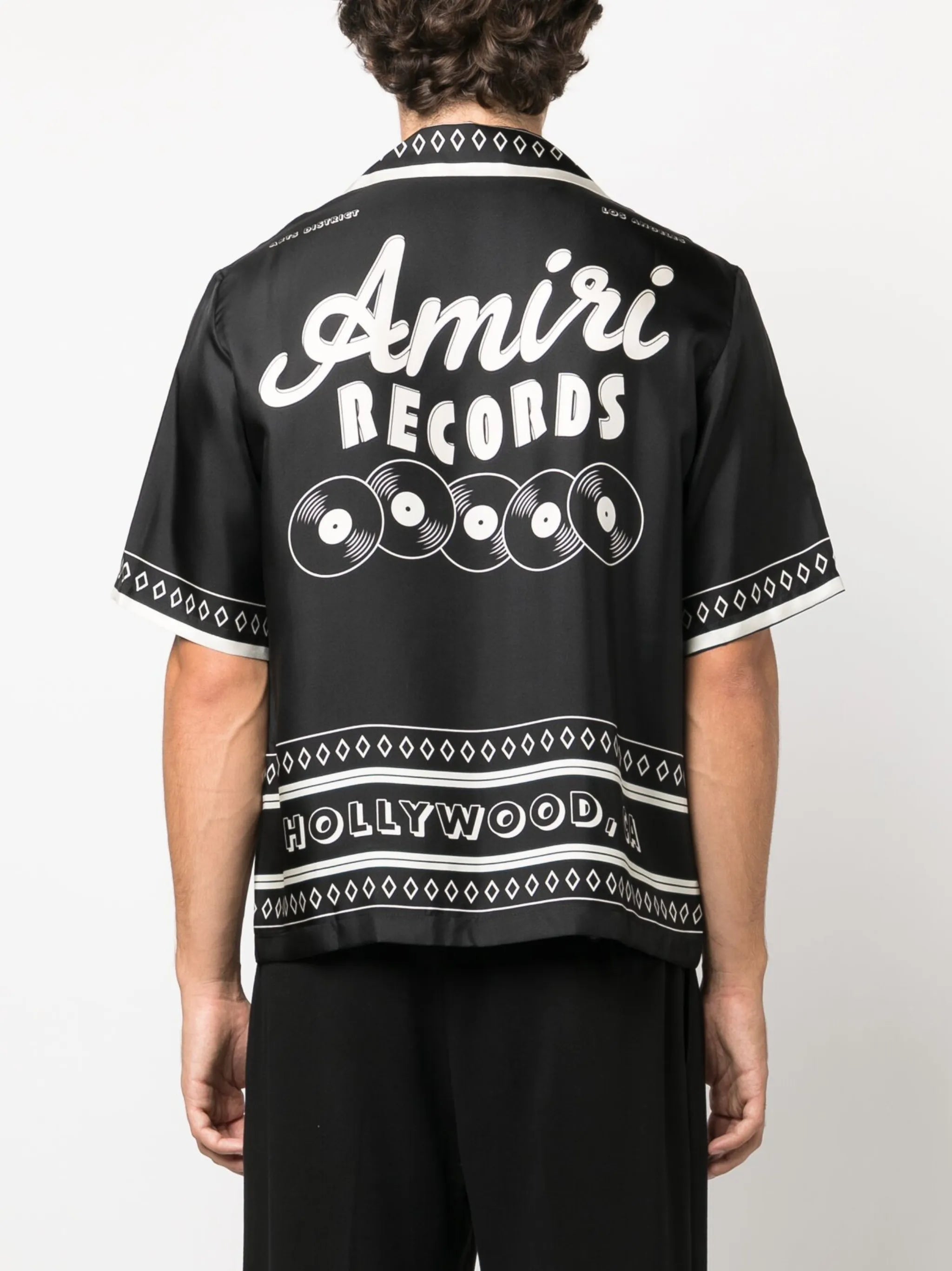 Records graphic-print silk shirt