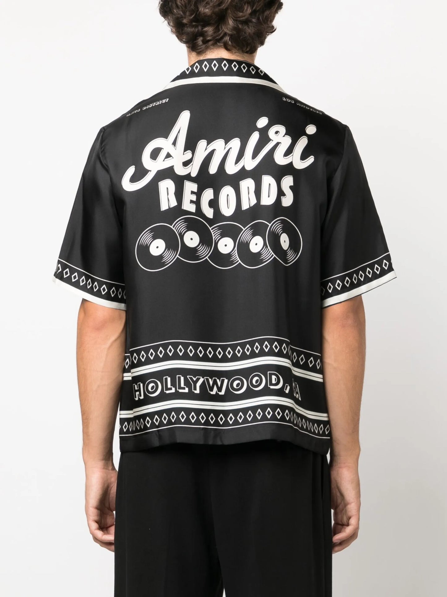 Records graphic-print silk shirt