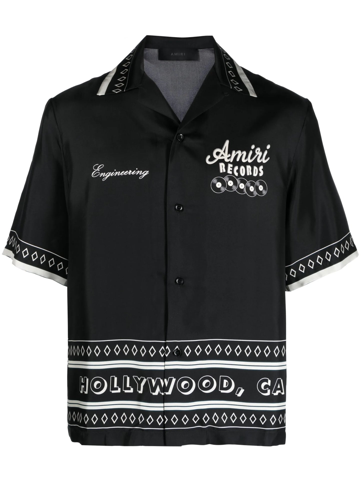 Records graphic-print silk shirt