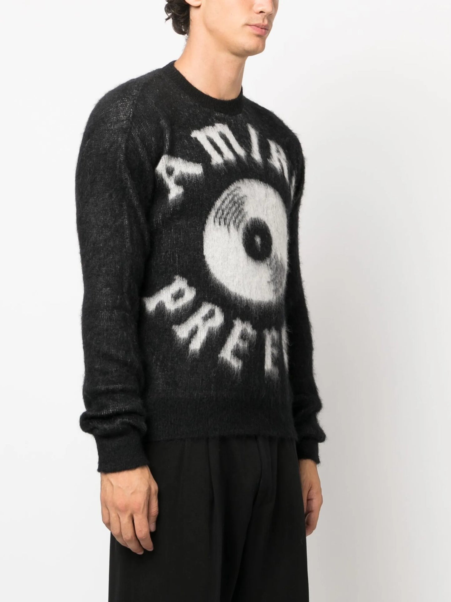 brushed-effect logo-print jumper