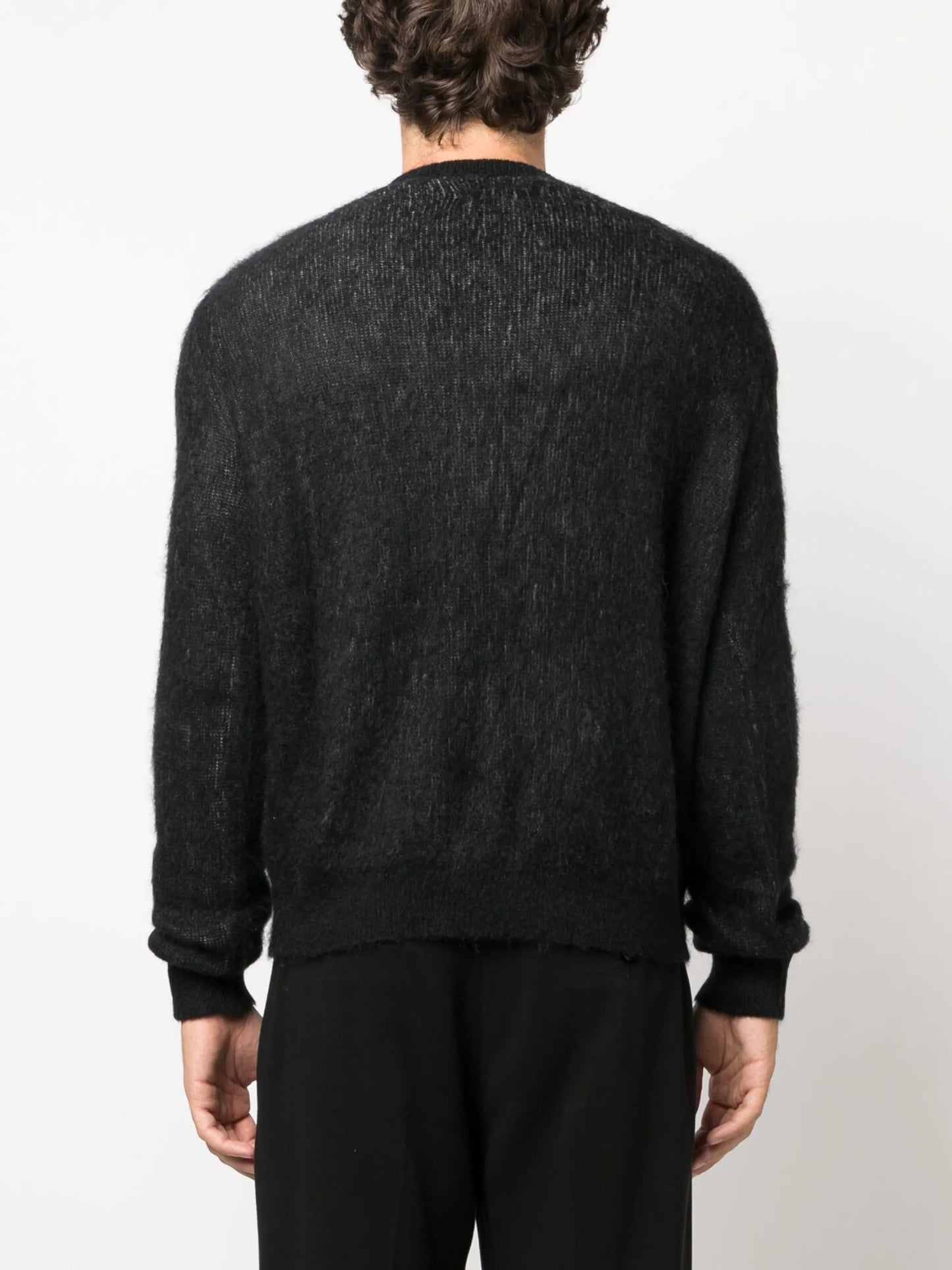 brushed-effect logo-print jumper
