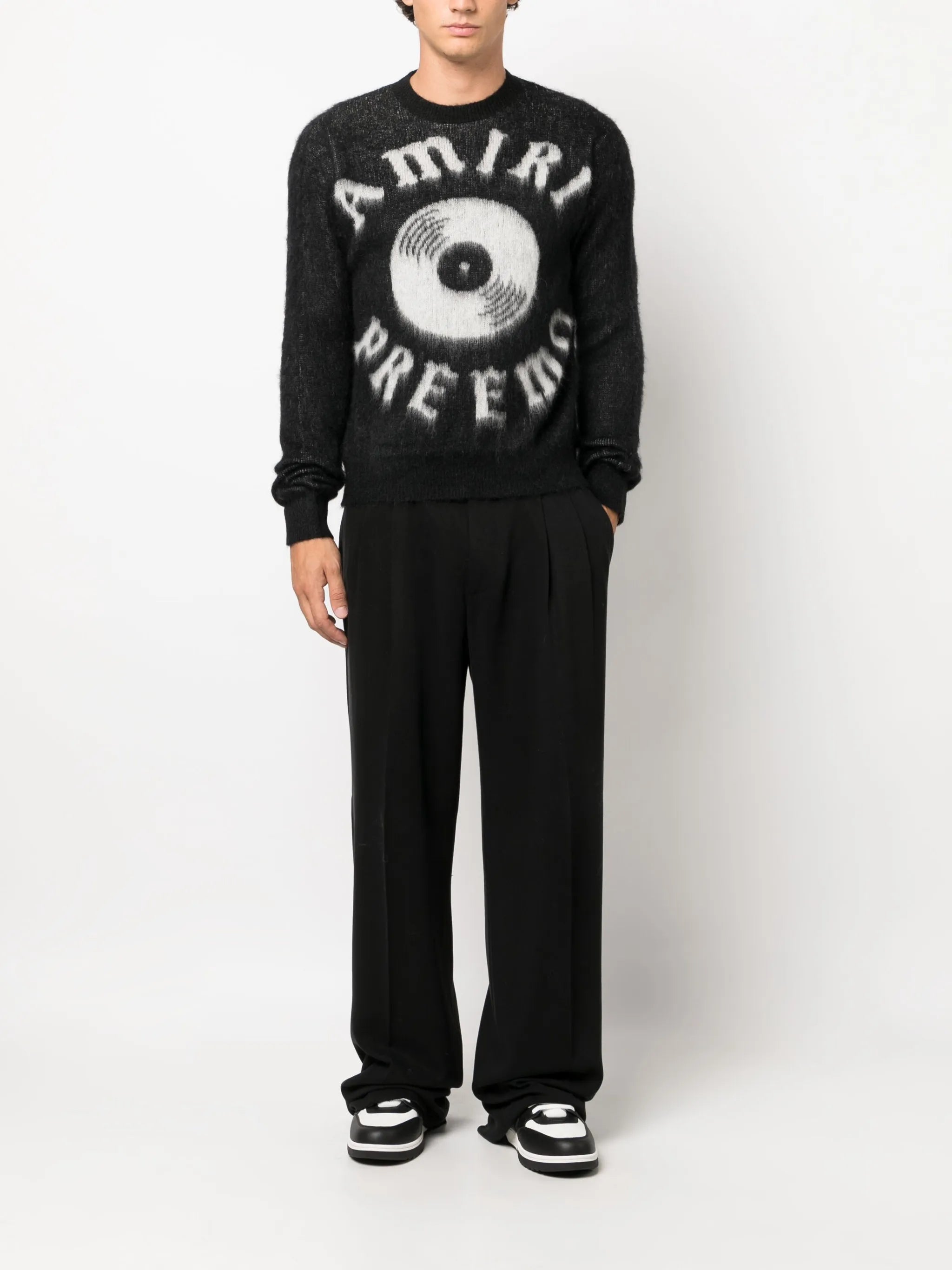 brushed-effect logo-print jumper