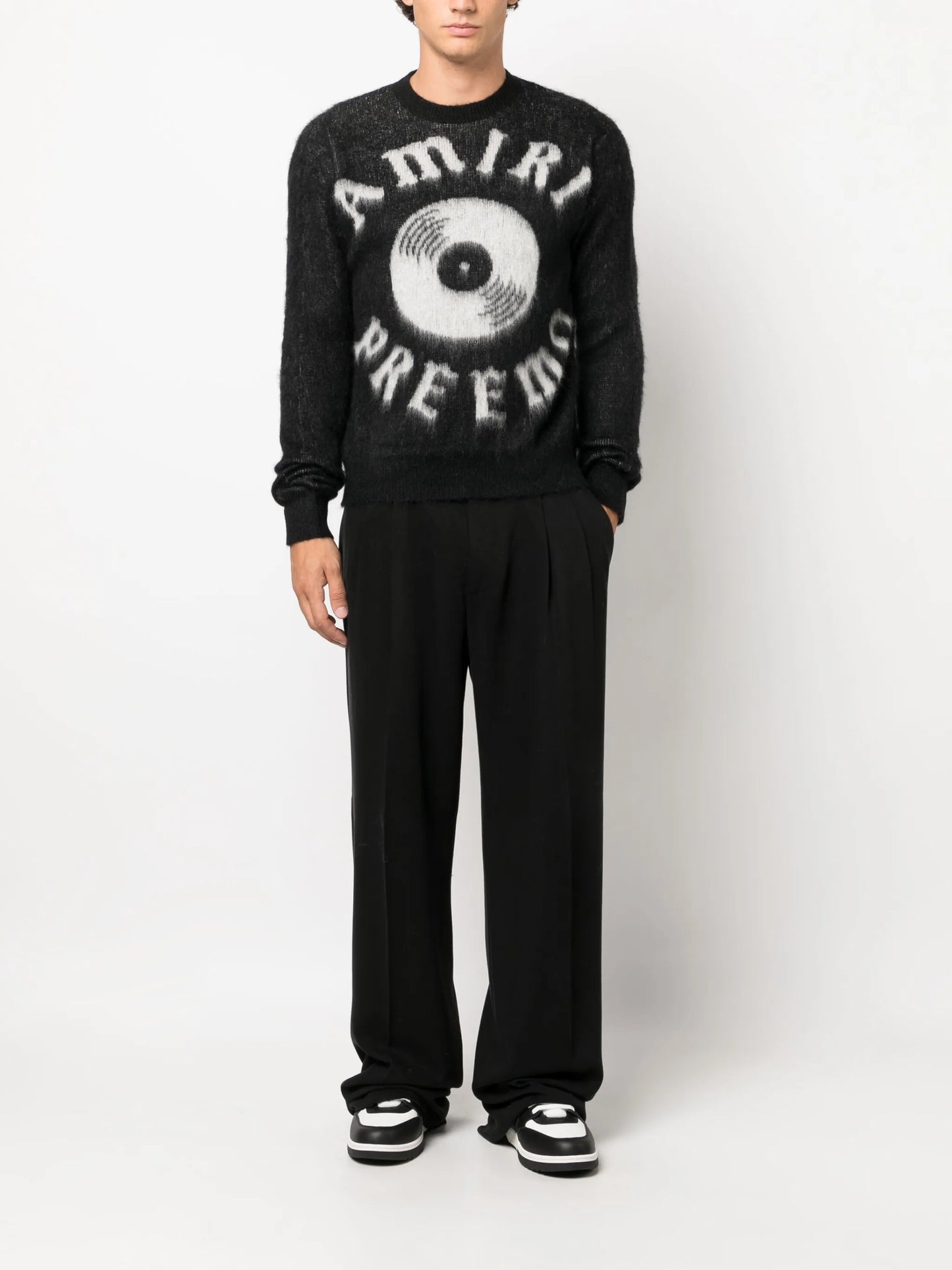 brushed-effect logo-print jumper