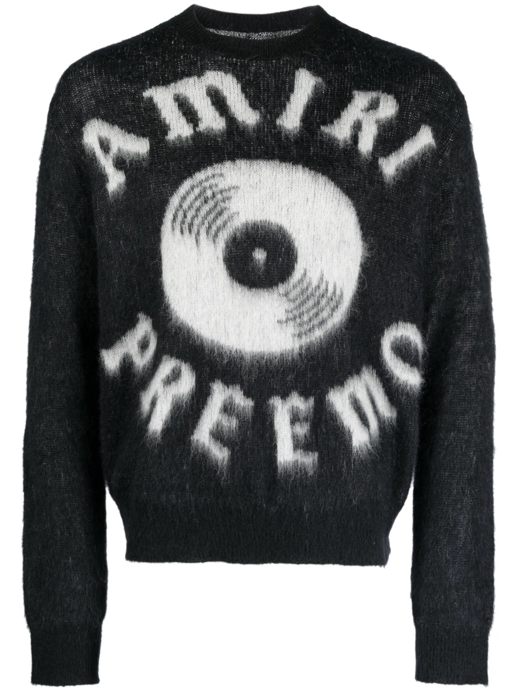 brushed-effect logo-print jumper