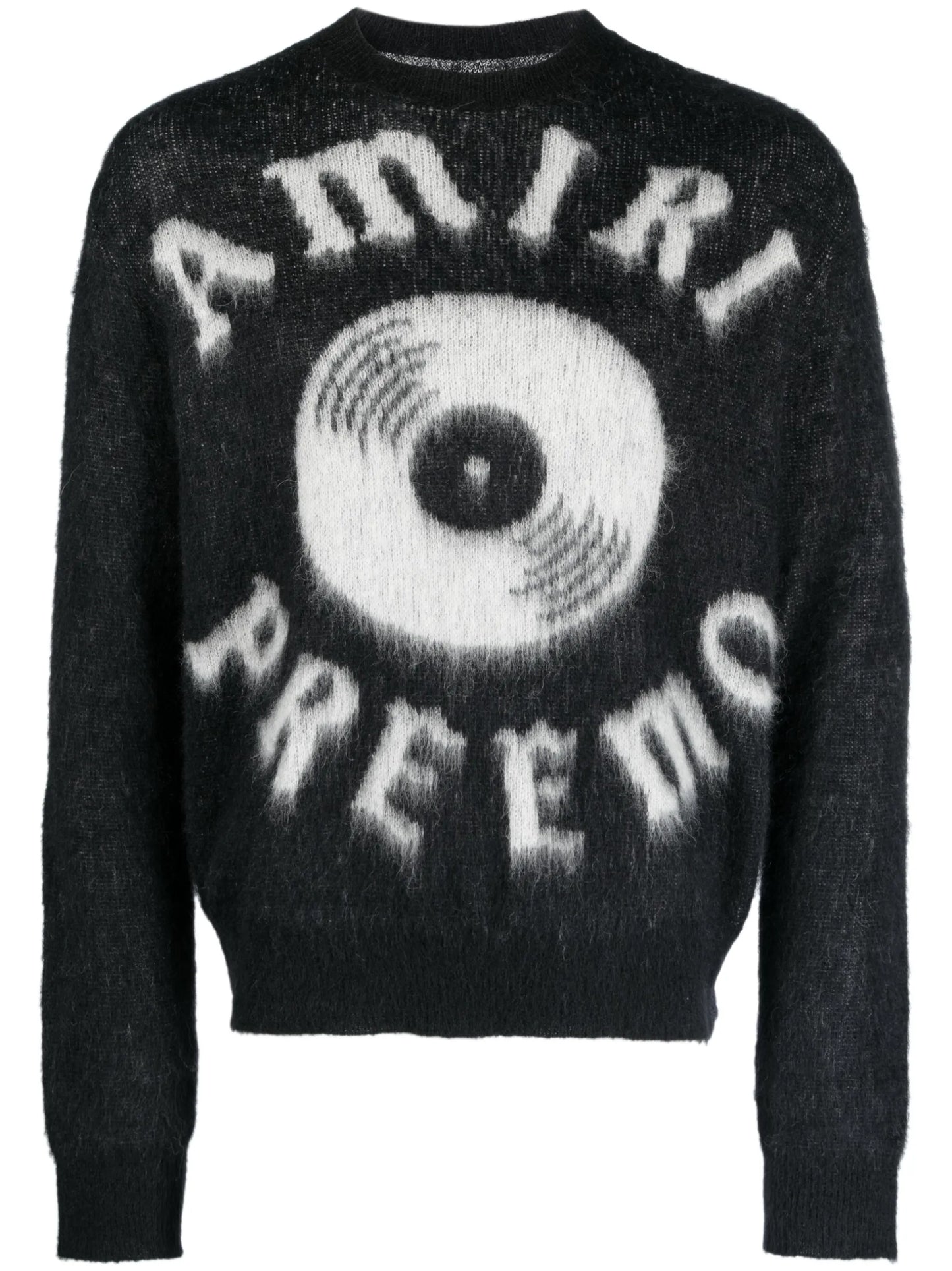 brushed-effect logo-print jumper