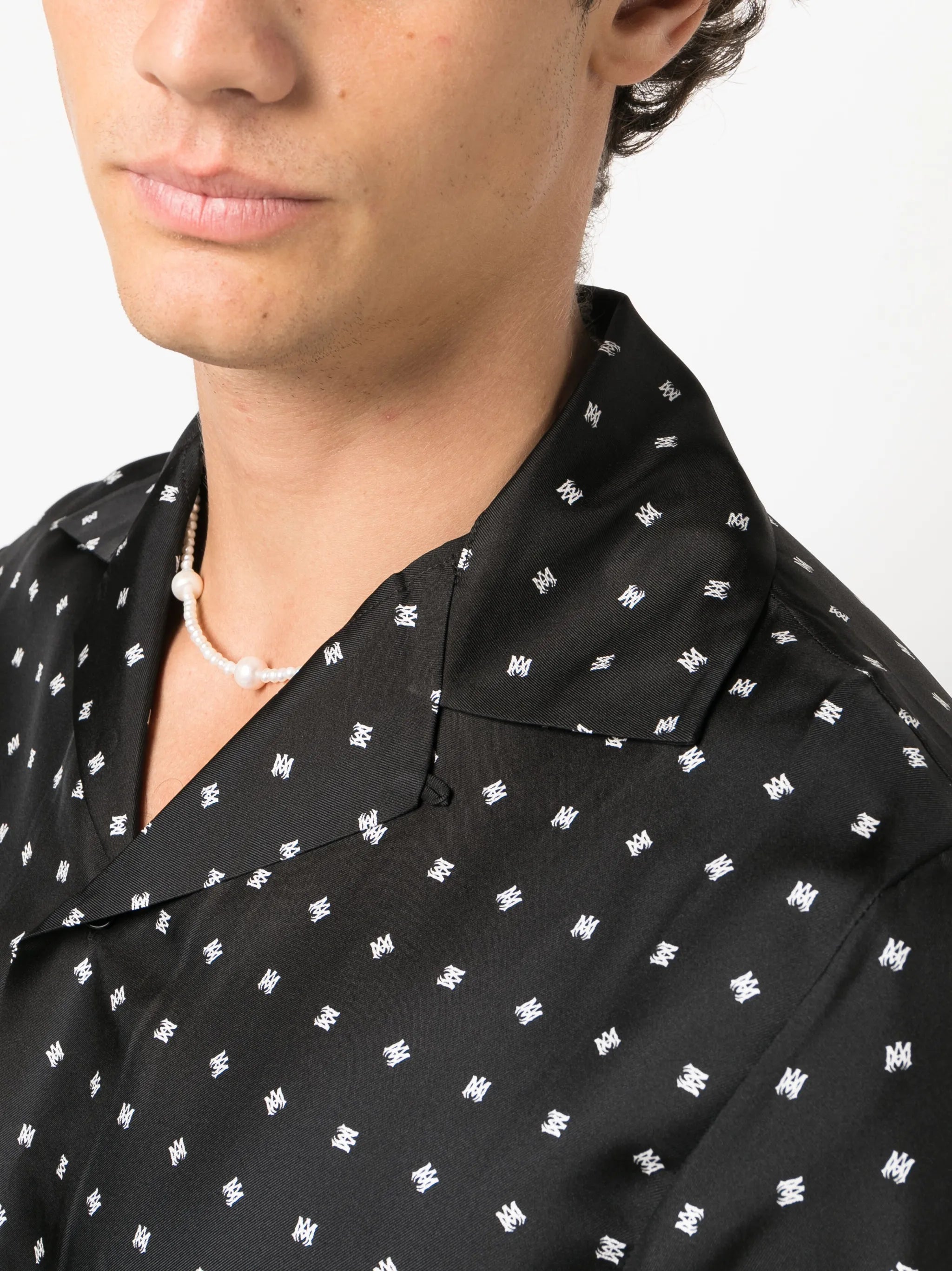 mix-print silk shirt