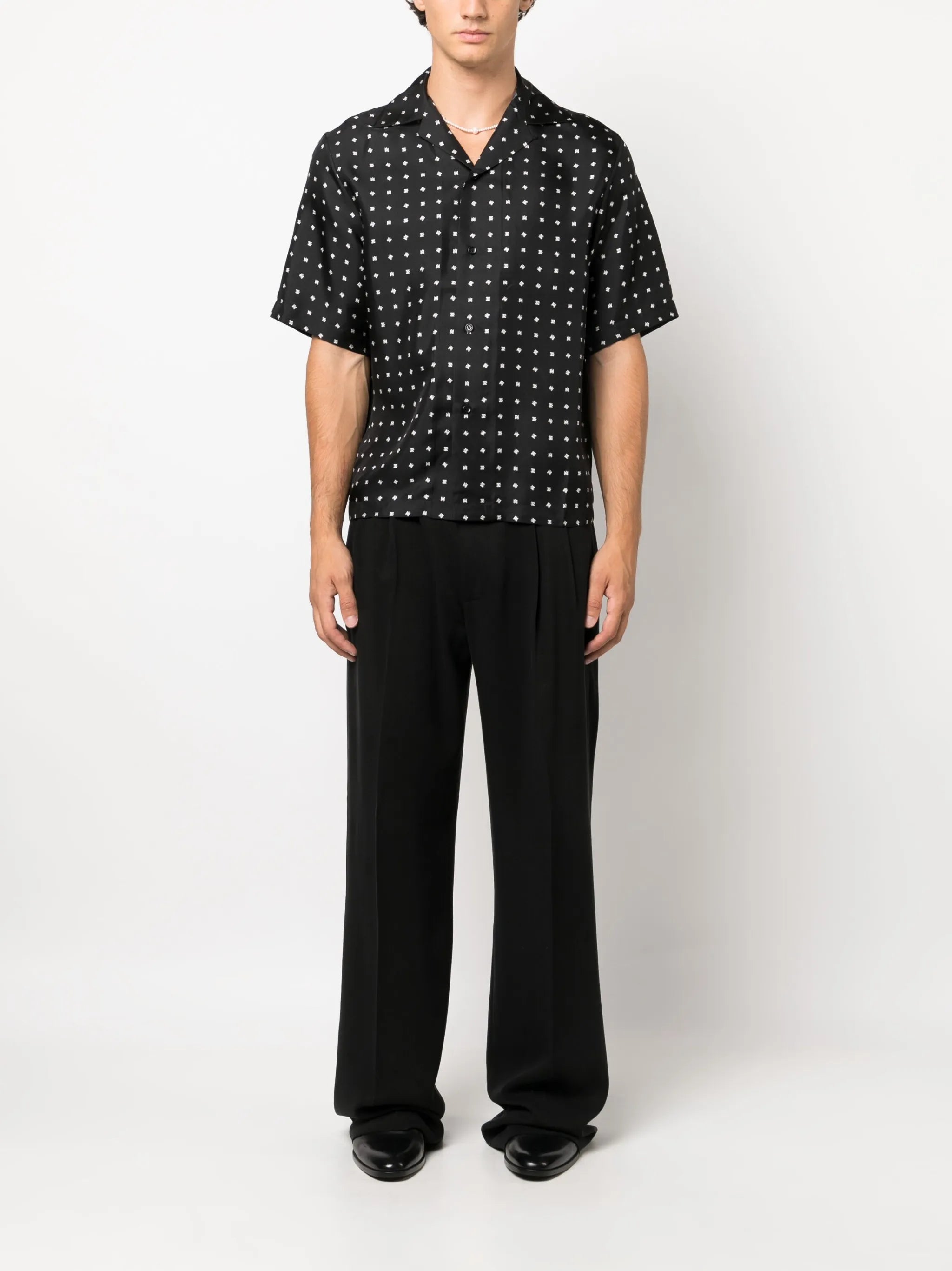 mix-print silk shirt