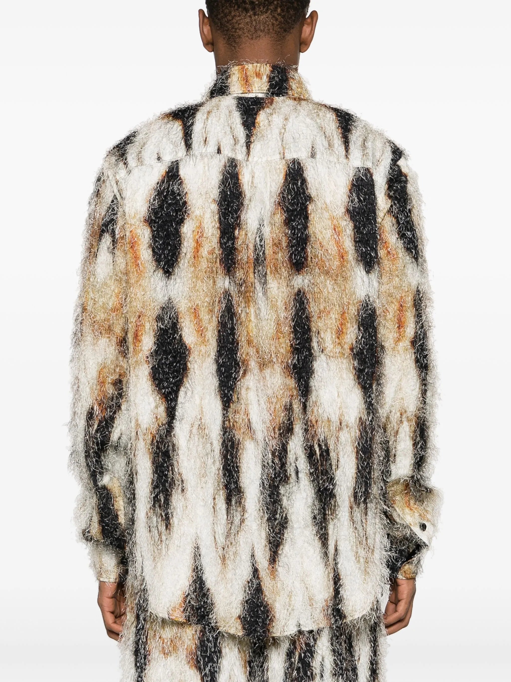 straight-point collar brushed-effect shirt