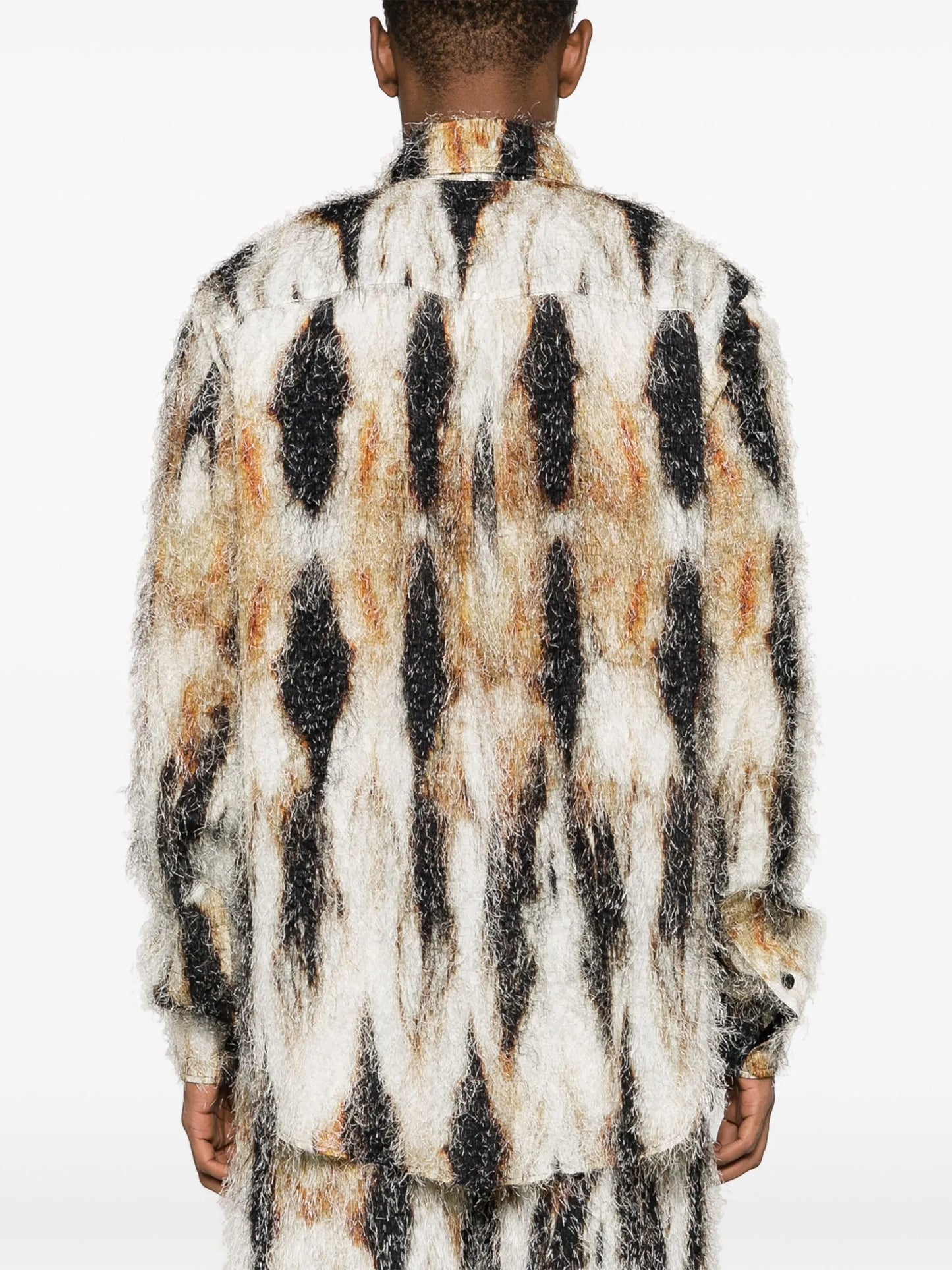 straight-point collar brushed-effect shirt