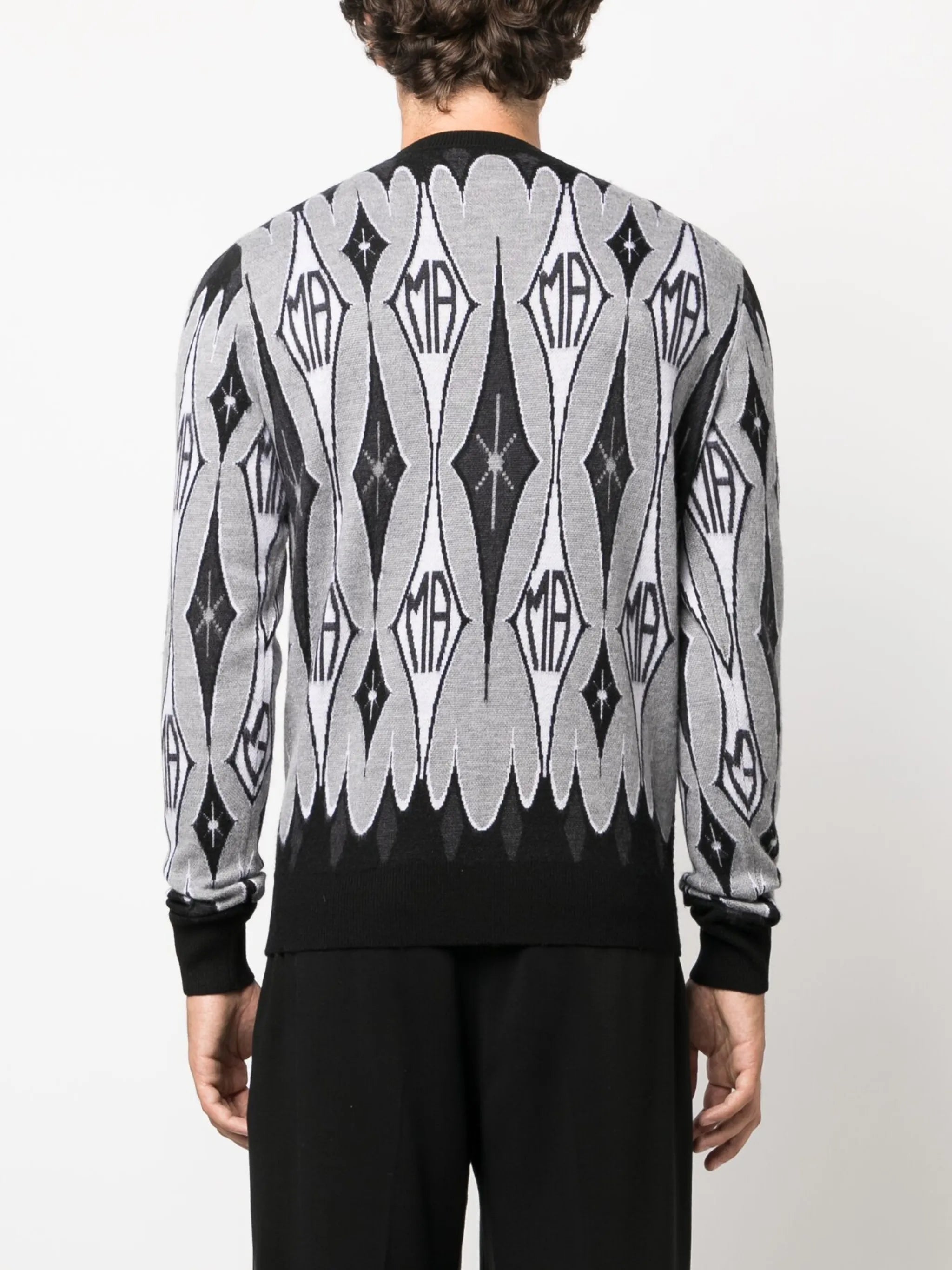 argyle ribbed wool jumper