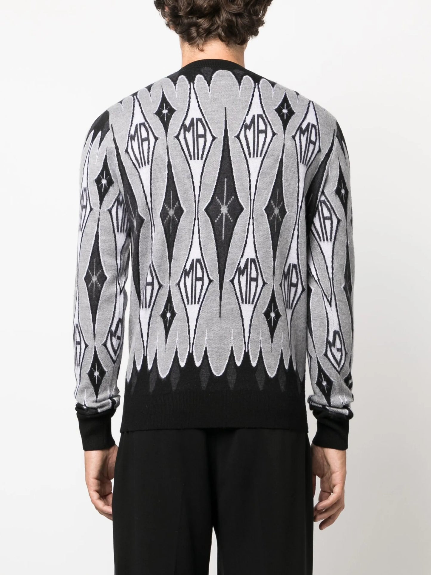 argyle ribbed wool jumper
